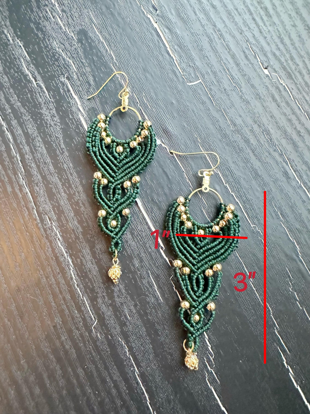 Navy Macrame Dangle Earrings: Bohemian Tribal Jewelry