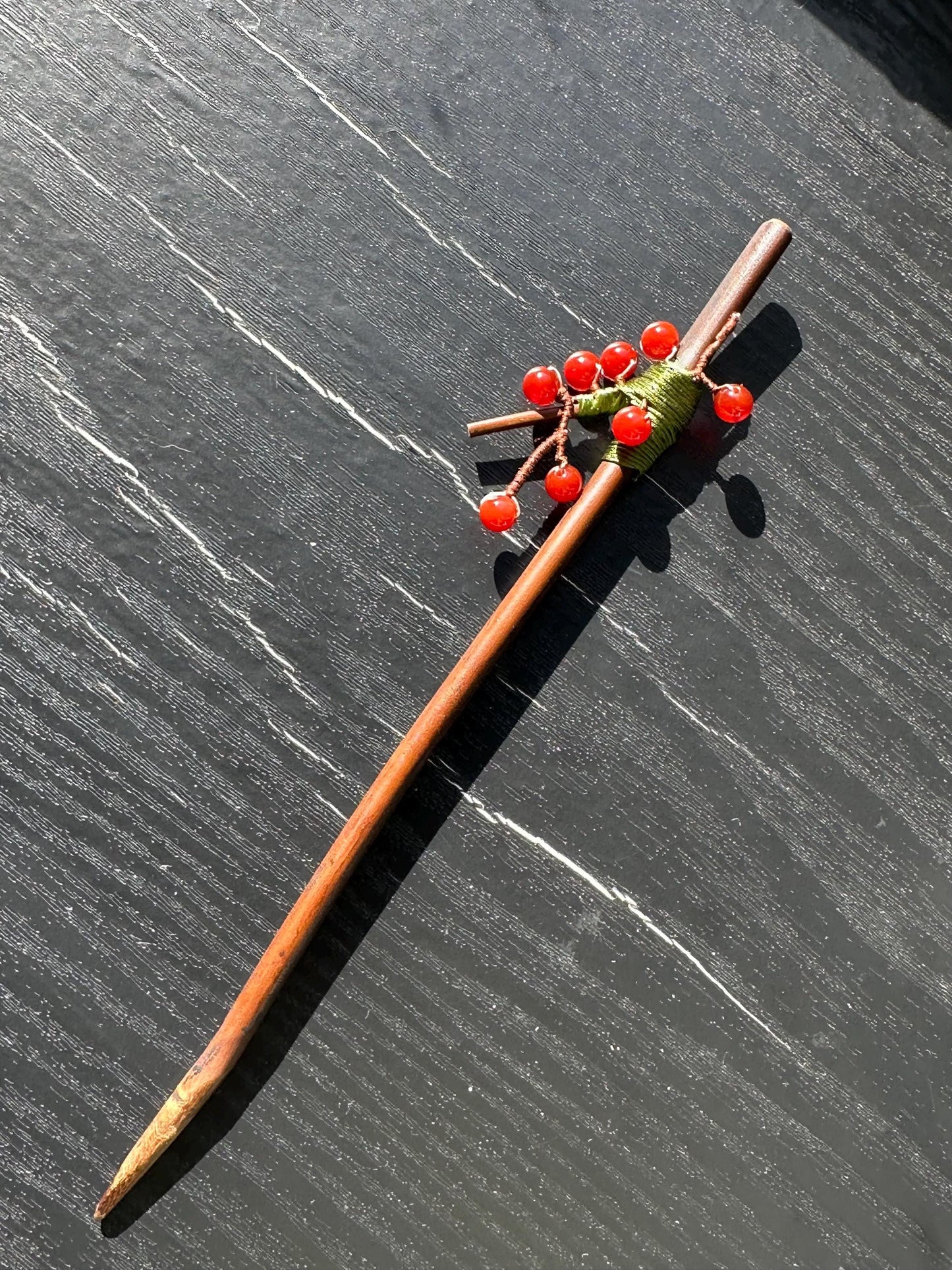 Vintage Hair Stick, Cherry Hairpin, ( agates gemstone) Ancient Style Costume Handmade bamboo Hair Accessory