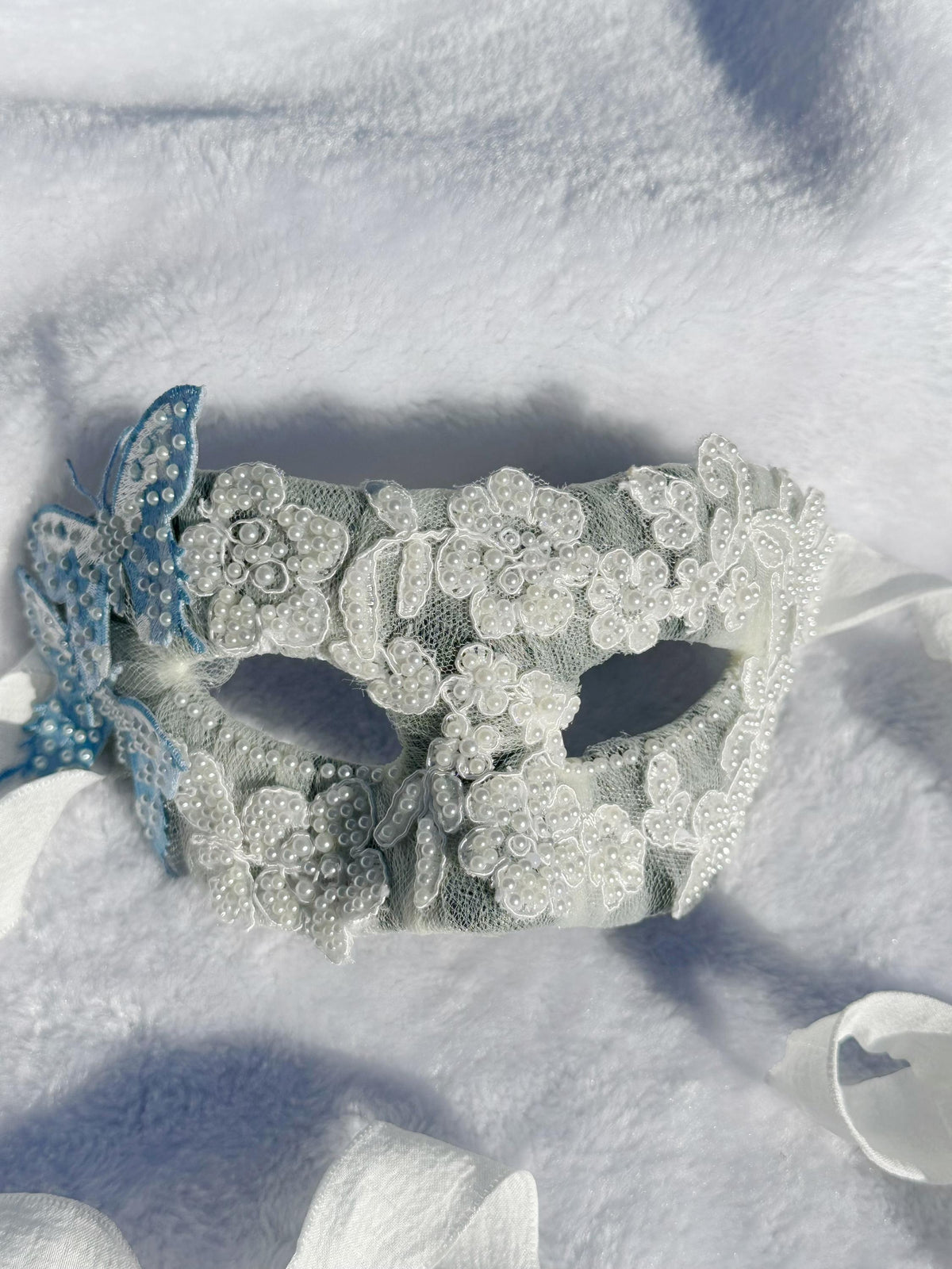 Venetian Mask,size: (3.15"x7") Handmade Venetian Mask – blue butterfly Masquerade Mask, Elegant Costume Mask, Fairy-core, Party