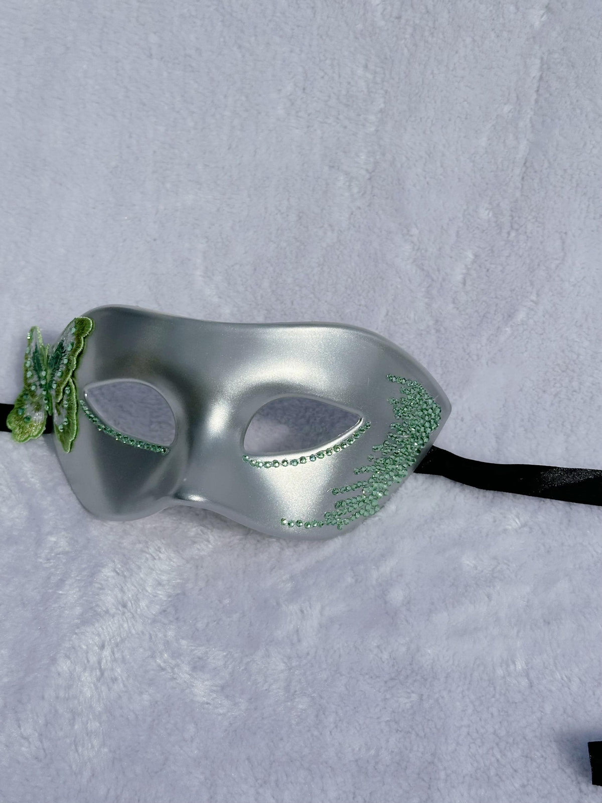 Green Rhinestone Masquerade Mask: Venetian Style Mardi Gras Ball
