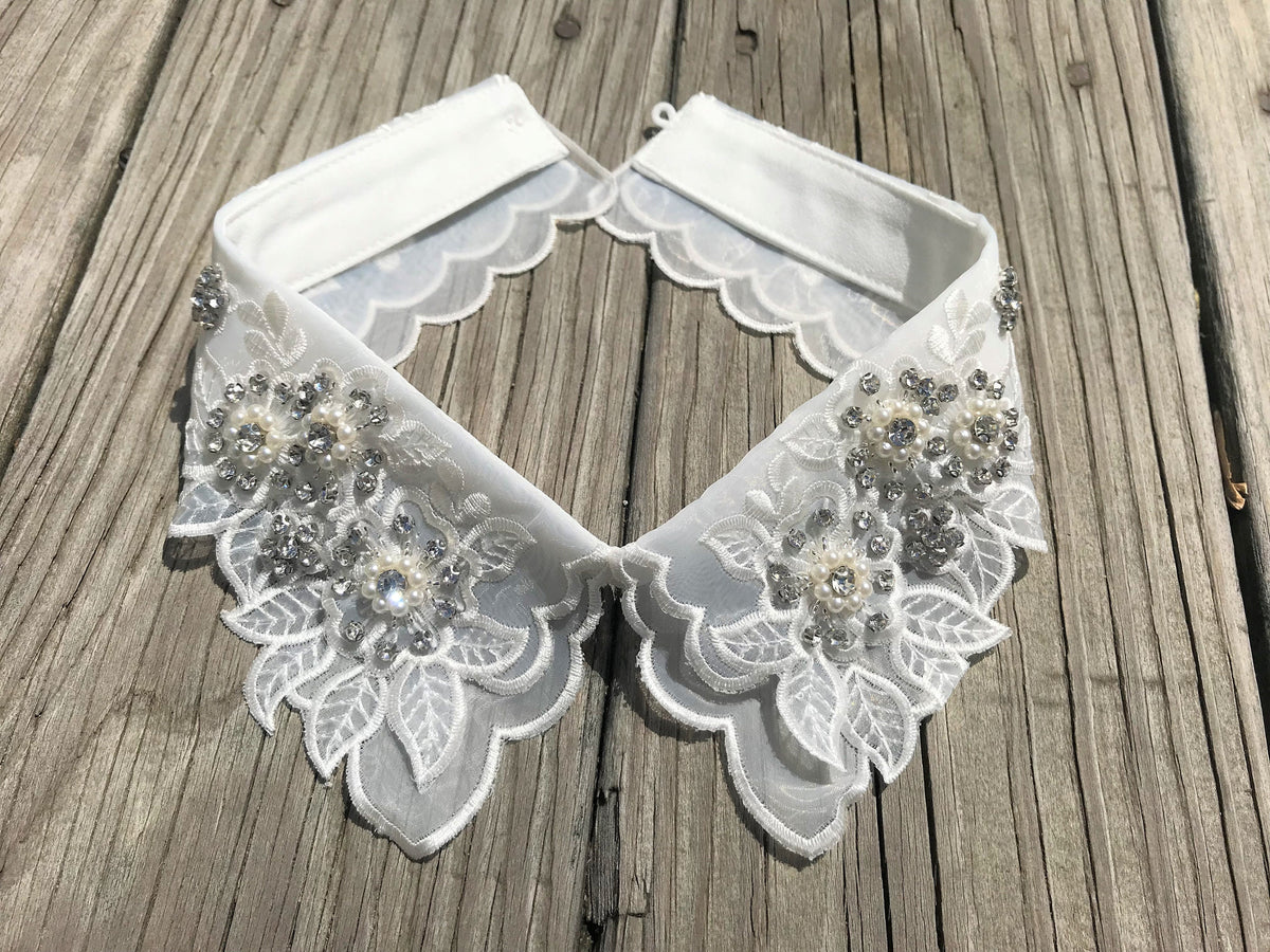 Beaded Lace Detachable Collar: Vintage Style False Collar