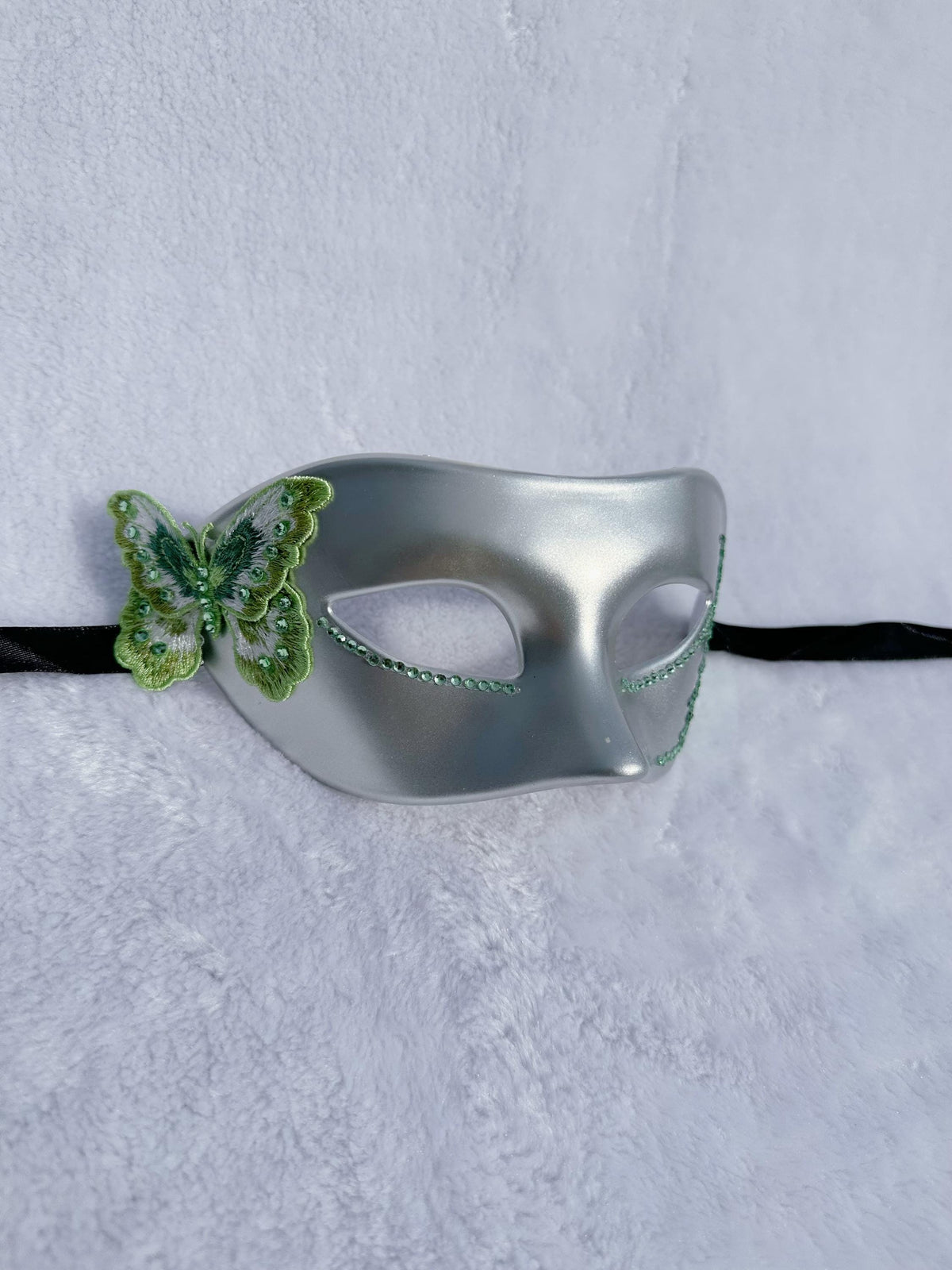 Green Rhinestone Masquerade Mask: Venetian Style Mardi Gras Ball
