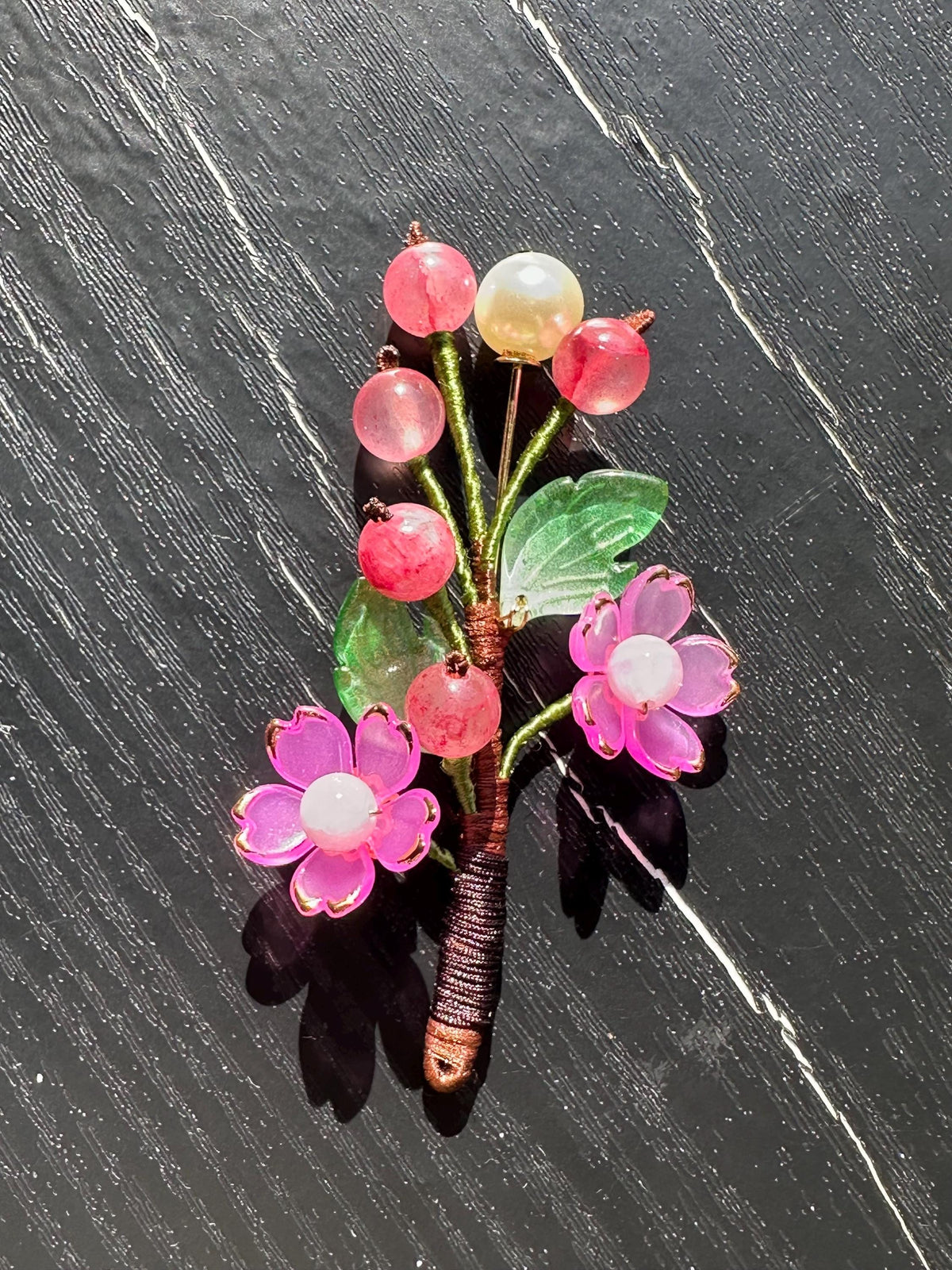 Handmade Flower Brooch,Elegant Floral Pin, Cherry Blossom Jewelry,Gift for Her, Artisan Statement Brooch