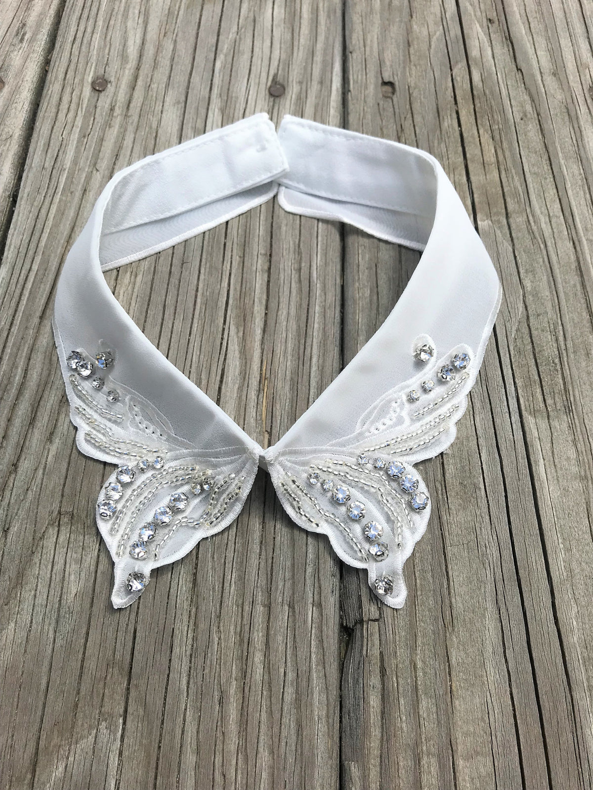 Beaded White False Collar: Vintage Detachable Shirt Collar