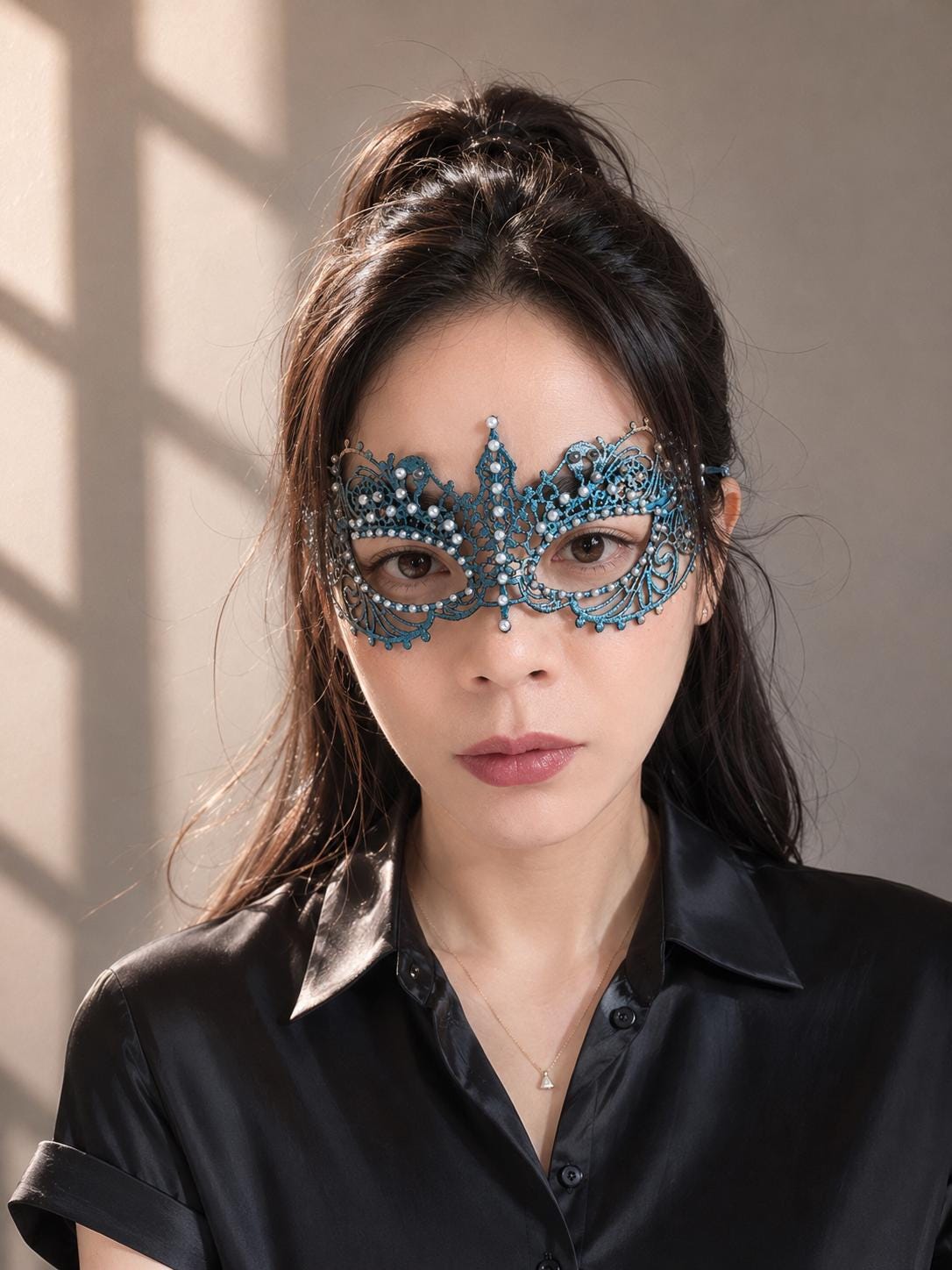 Turquoise Color Masquerade Mask, Rhinestone Venetian Eye Mask, Lace Costume Mask, Mardi Gras, Carnival, Prom, Halloween