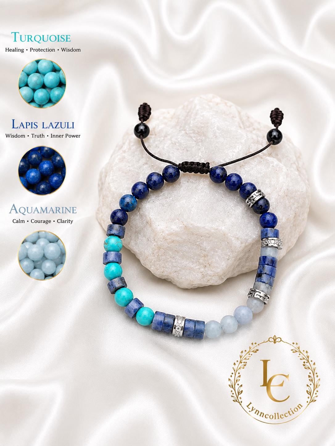 Gemstone Bracelet for HIM OR HER. Made it with Black Agate, 6mm Red Tiger’s eye beads. Adjustable Knotted Cord