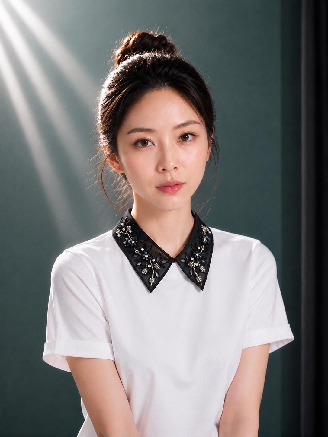 Beaded Black False Collar: Women's Fashion Lapel