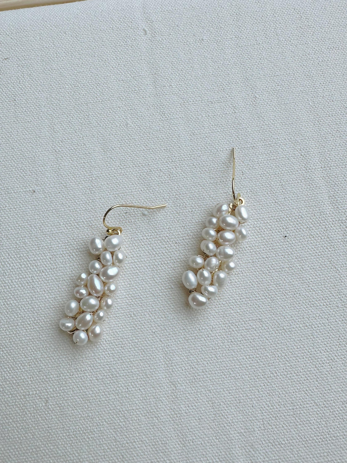 Freshwater Pearl with Gold plated Wire Wrapped Handmade, size: 1.5” length X 0.5” width.