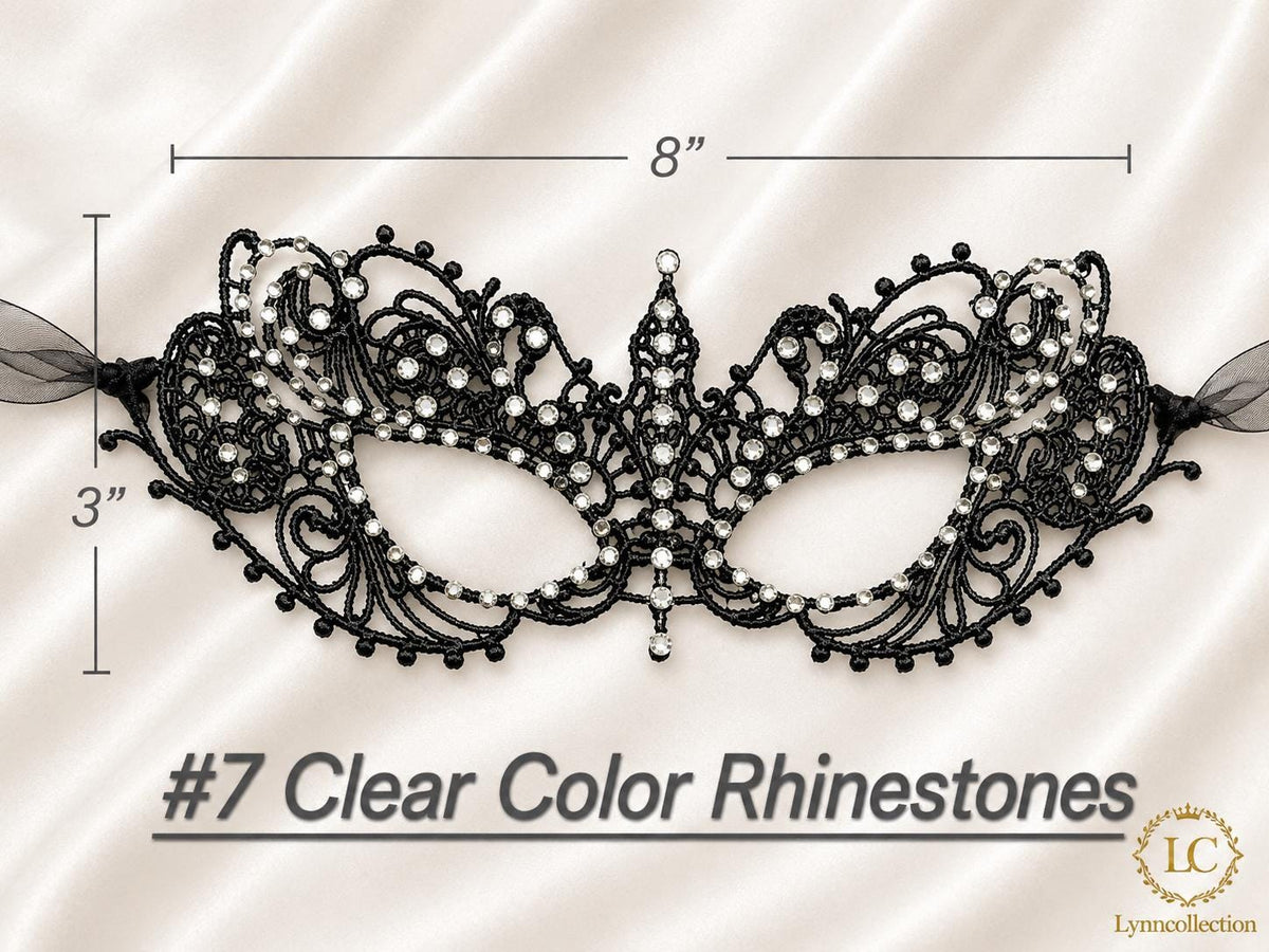 Rhinestone Lace Masquerade Mask: Hard Embroidery Party Mask, approx 130-140 pieces rhinestones