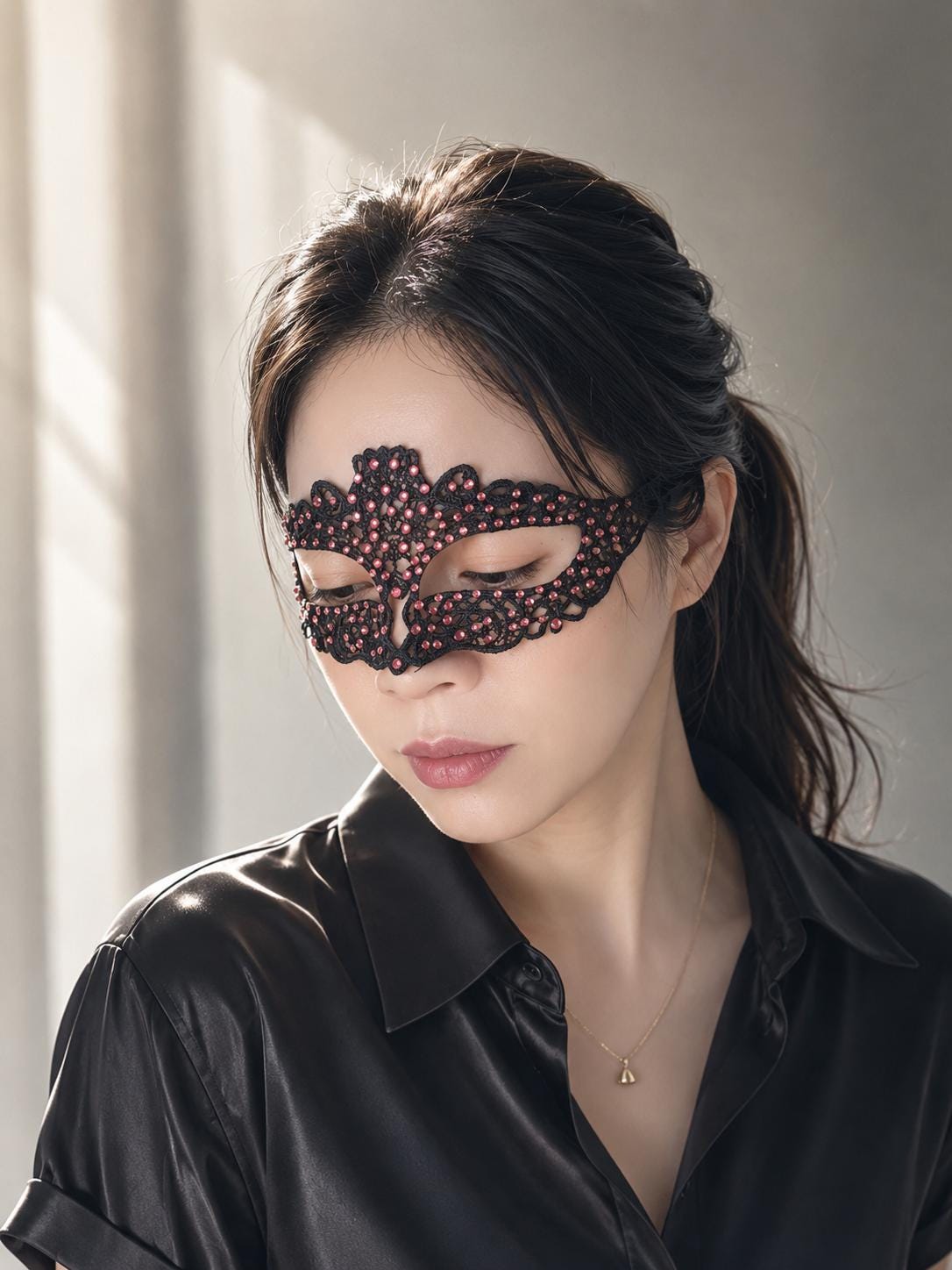 Masquerade Mask, with Rhinestone ( 93-96 pieces rhinestone) Mask for Halloween party( with large eye openings for comfort and visibility)