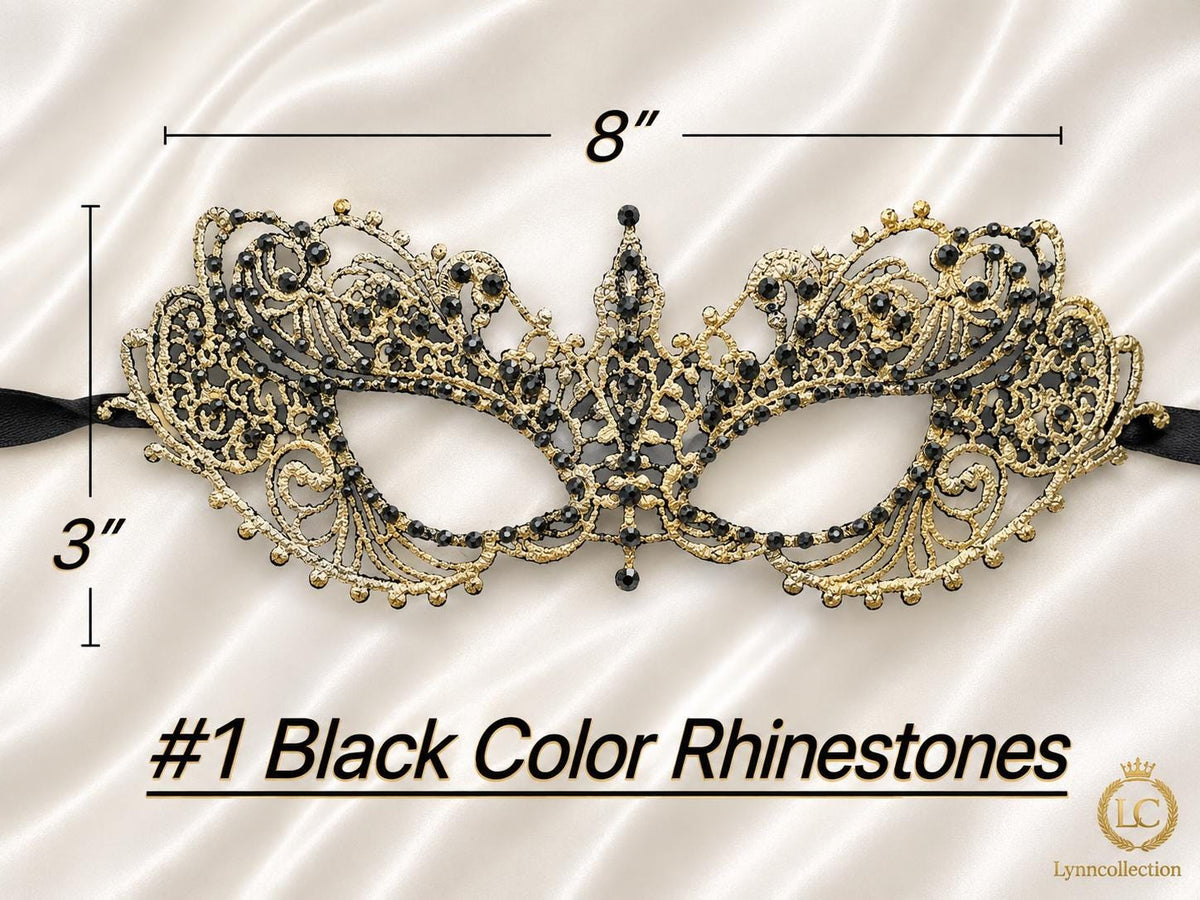 Bronze-colored color Masquerade Mask, Halloween Party Mask, Luxury Masquerade Mask Womens Lace Eye Mask