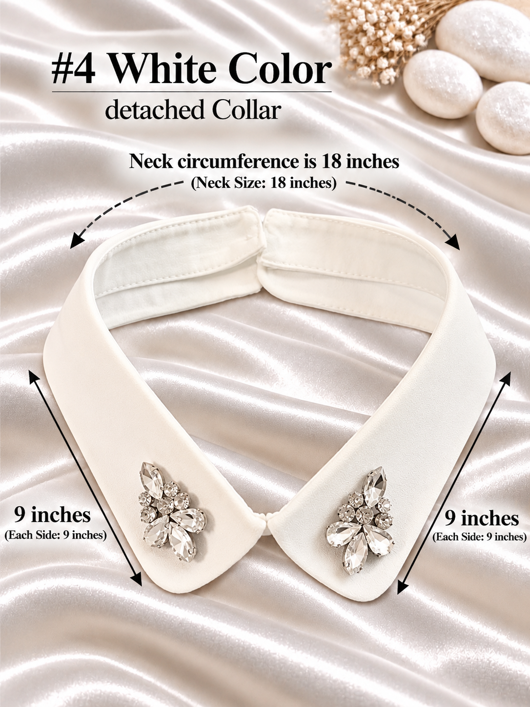 #4 Detachable Collar: Women's Fashion Lapel , Hand-stitch Rhinestone Collar