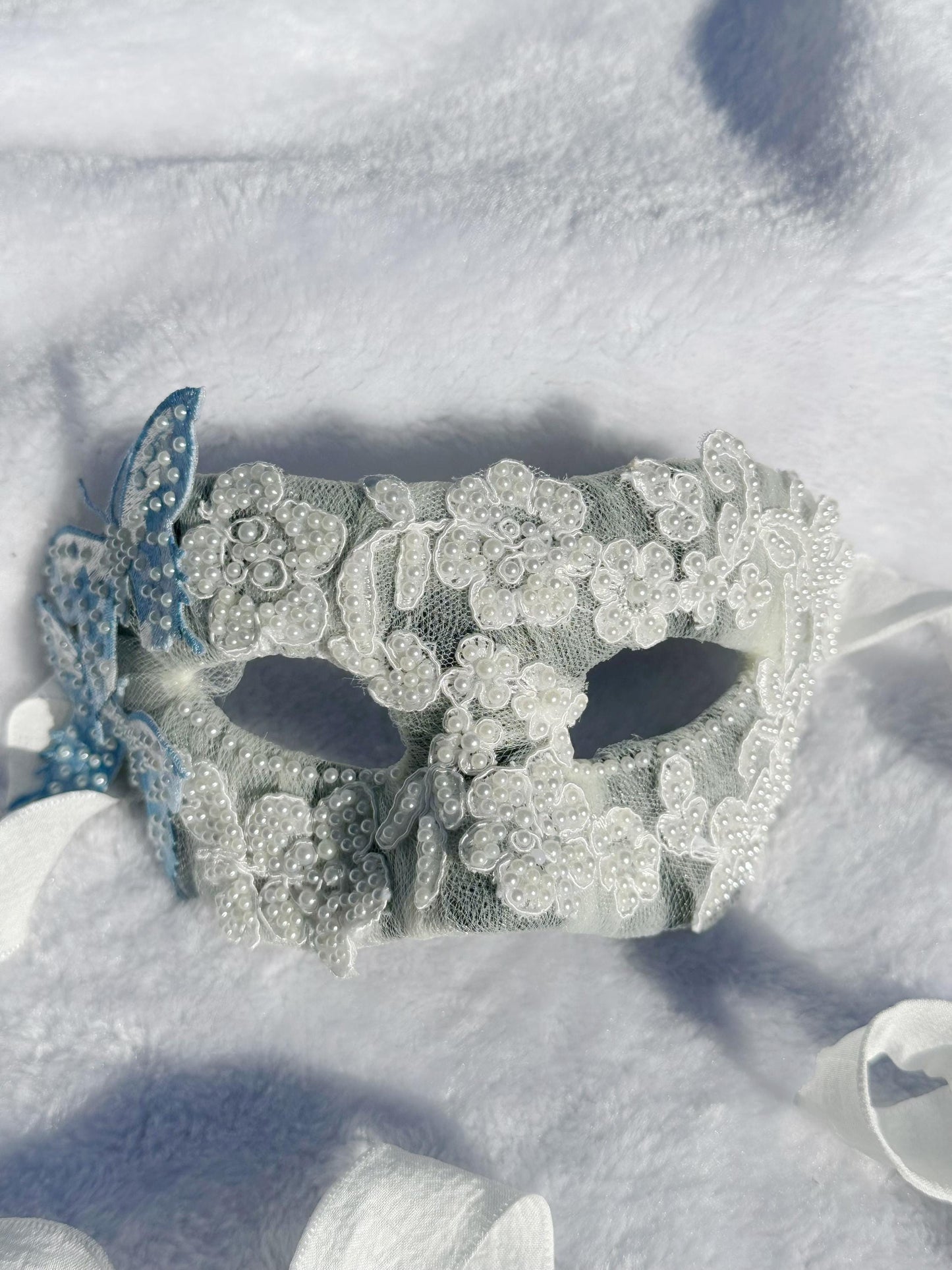 Venetian Mask,size: (3.15"x7") Handmade Venetian Mask – blue butterfly Masquerade Mask, Elegant Costume Mask, Fairy-core, Party