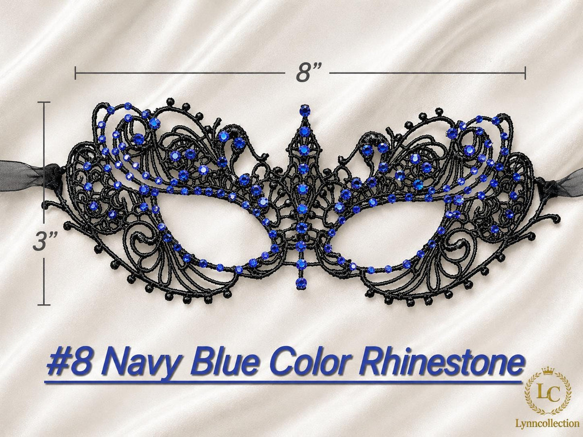 Rhinestone Lace Masquerade Mask: Hard Embroidery Party Mask, approx 130-140 pieces rhinestones