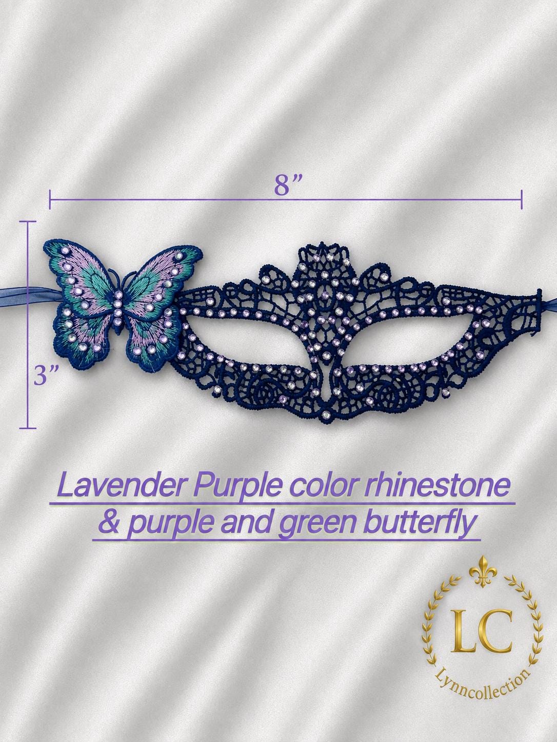 Embroidered Butterfly Masquerade Mask, with Rhinestone, masquerade Mask for Ball Party (with large eye openings for comfort and visibility)