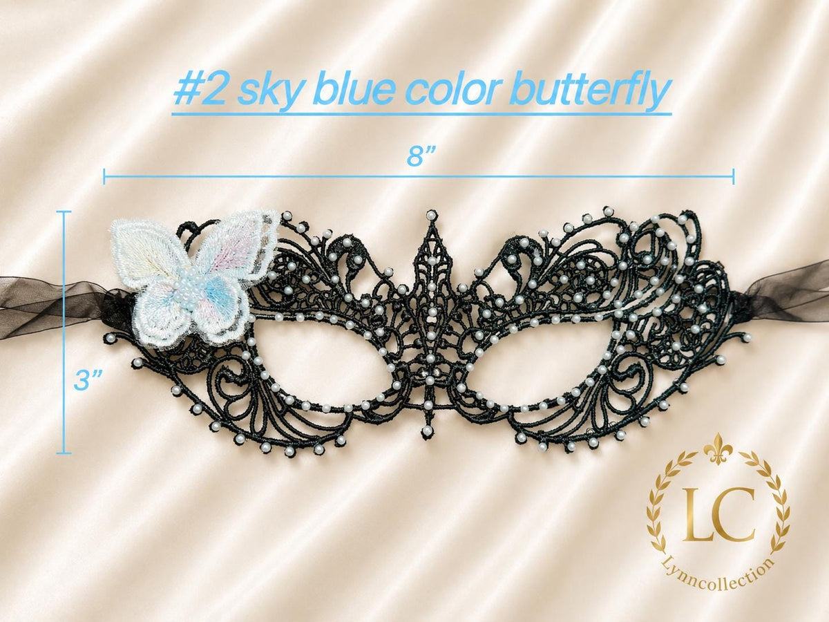 Black Lace masquerade Mask,with white resin beads, butterfly, Masquerade Party Mask,Vintage Venetian Face Mask for Halloween