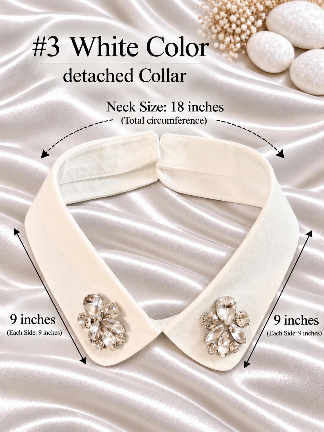 #3 Detachable Collar: Women's Fashion Lapel , Hand-stitch Rhinestone Collar