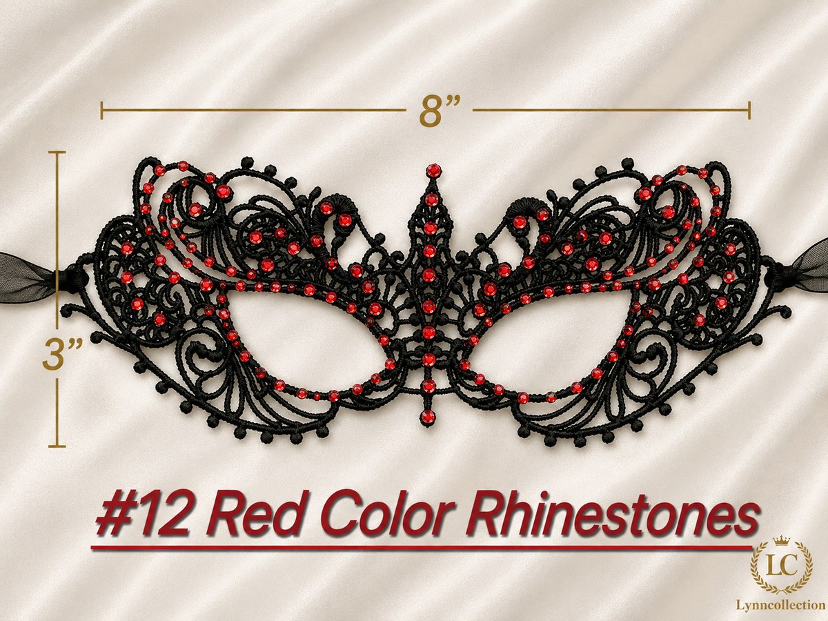 Rhinestone Lace Masquerade Mask: Hard Embroidery Party Mask, approx 130-140 pieces rhinestones