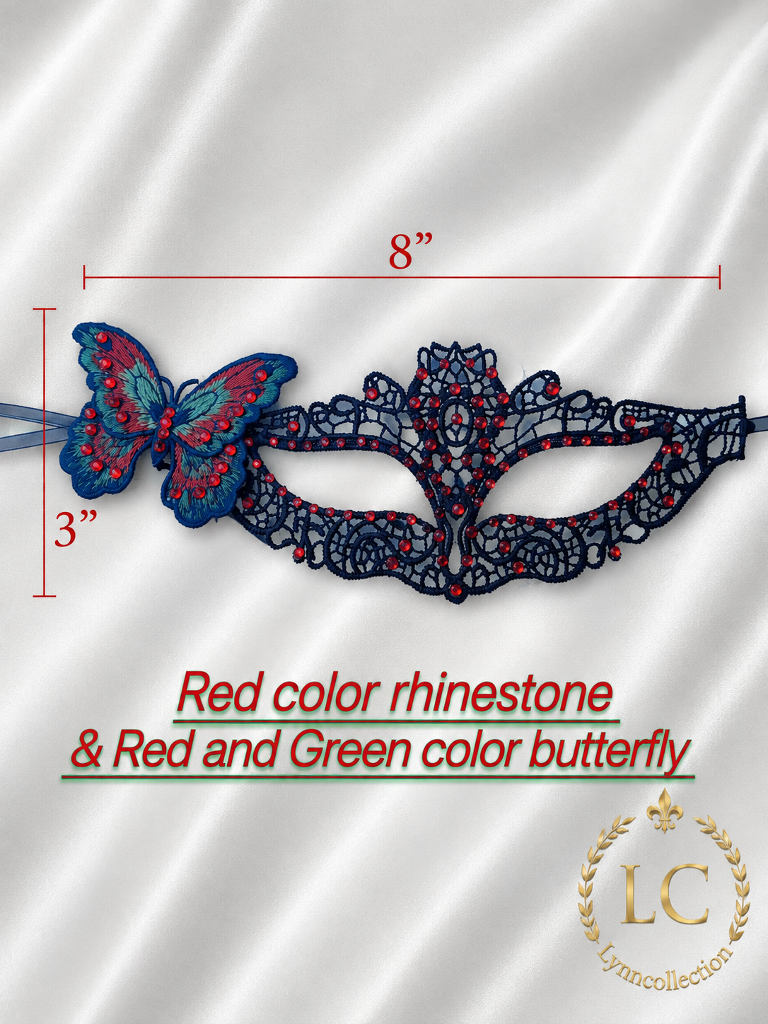 Embroidered Butterfly Masquerade Mask, with Rhinestone, masquerade Mask for Ball Party (with large eye openings for comfort and visibility)