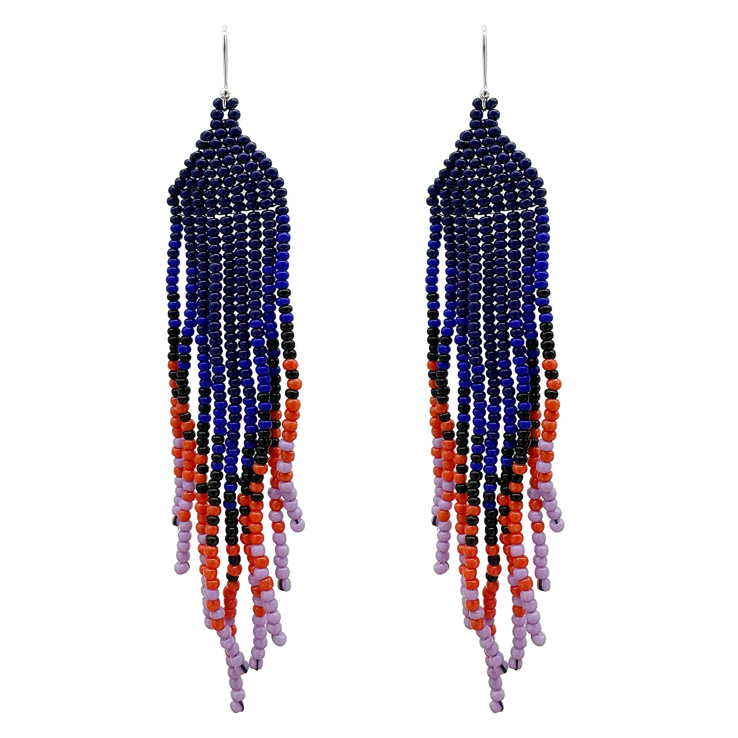 Handmade Earrings with seed beads with 925 sterling silver hook 4” length