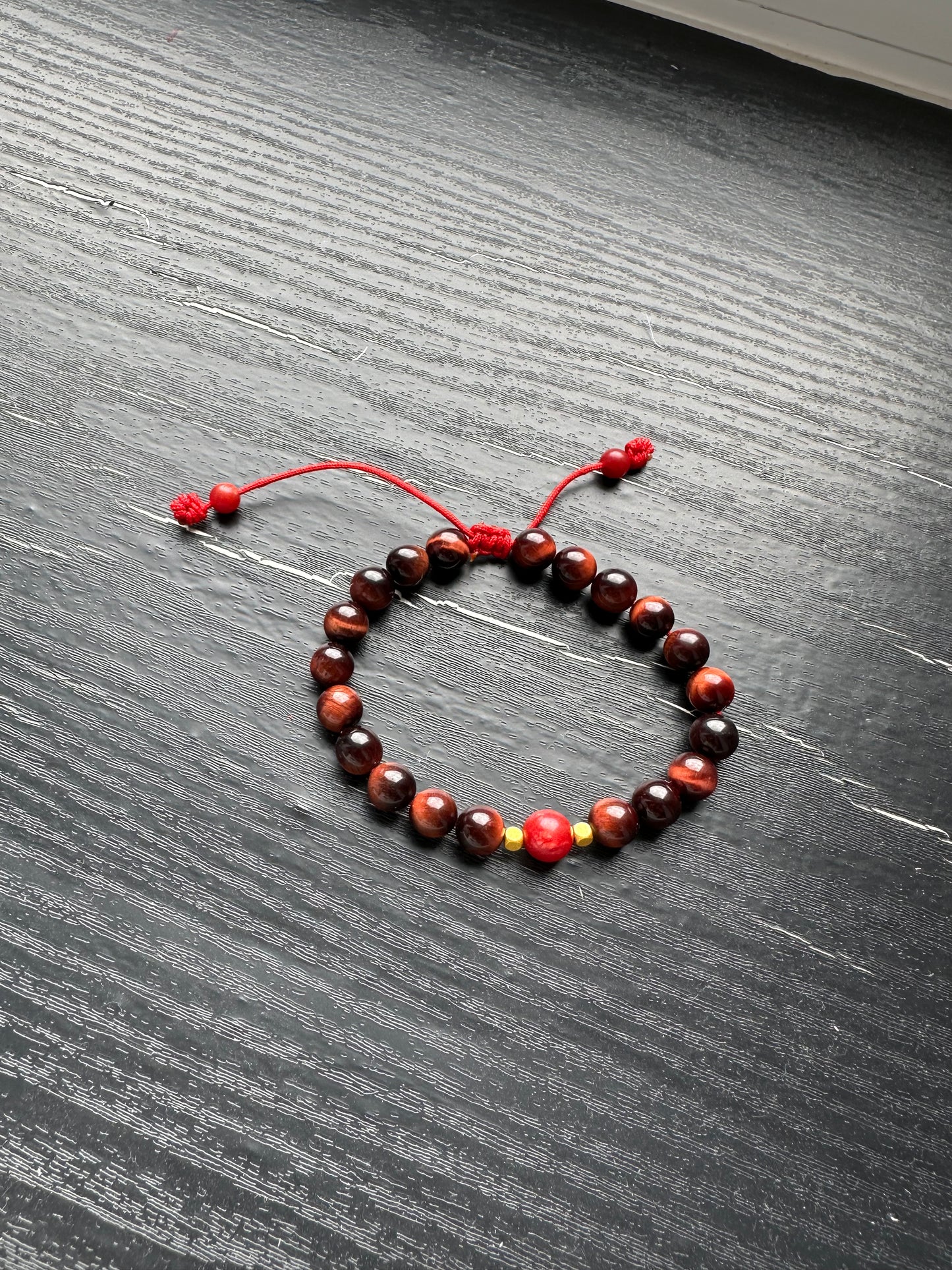 Bracelet For Men Natural Stone Beads 8mm Red Tiger Eye, coral  Stretch Bracelets Adjustable Bracelet for Men