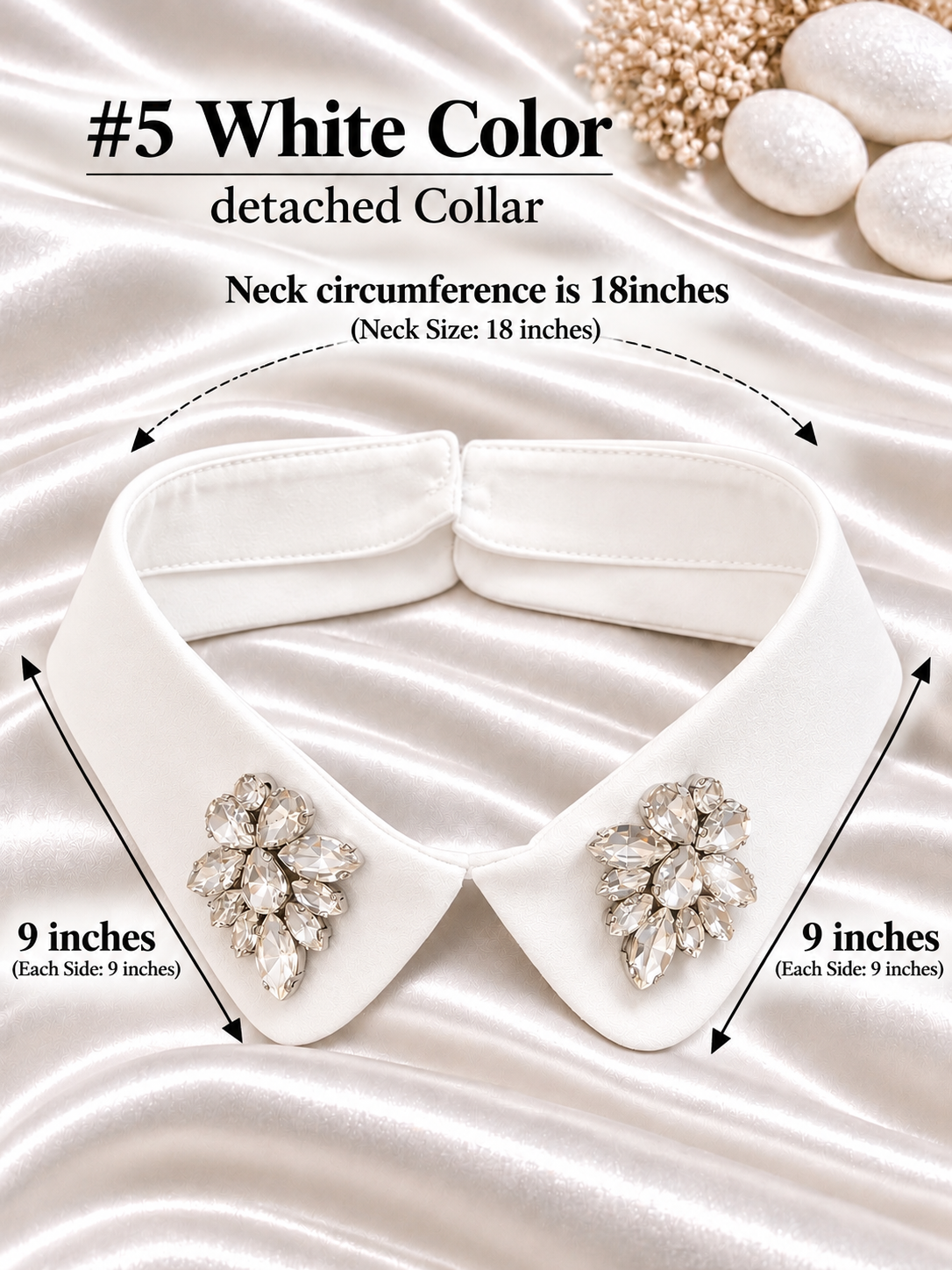 #5 Detachable Collar: Women's Fashion Lapel , Hand-stitch Rhinestone Collar