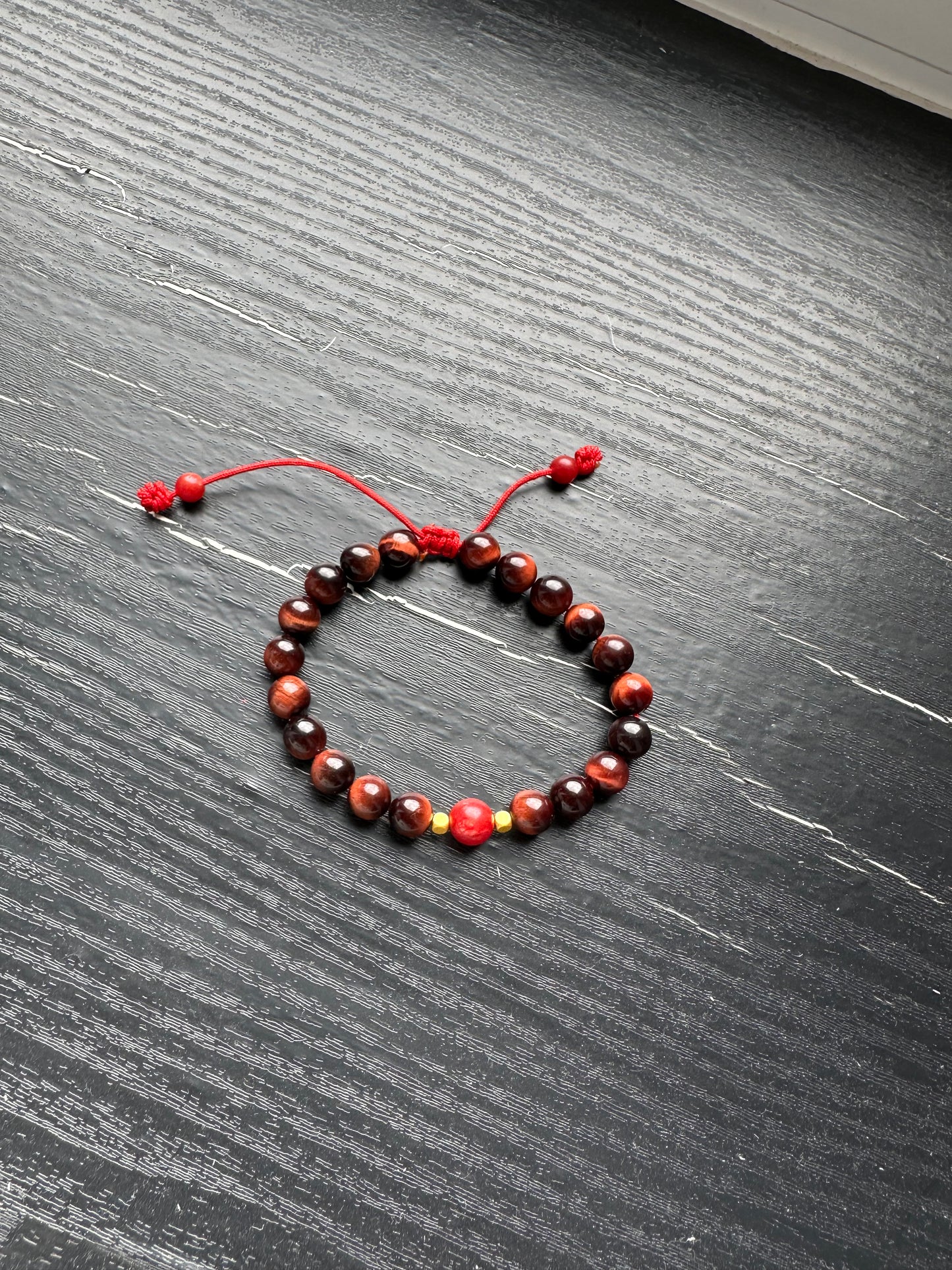 Bracelet For Men Natural Stone Beads 8mm Red Tiger Eye, coral  Stretch Bracelets Adjustable Bracelet for Men