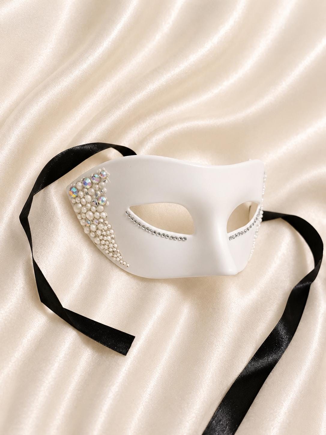 Rhinestone Masquerade Mask: Venetian Style Lace Mask, Mardi Gras Ball