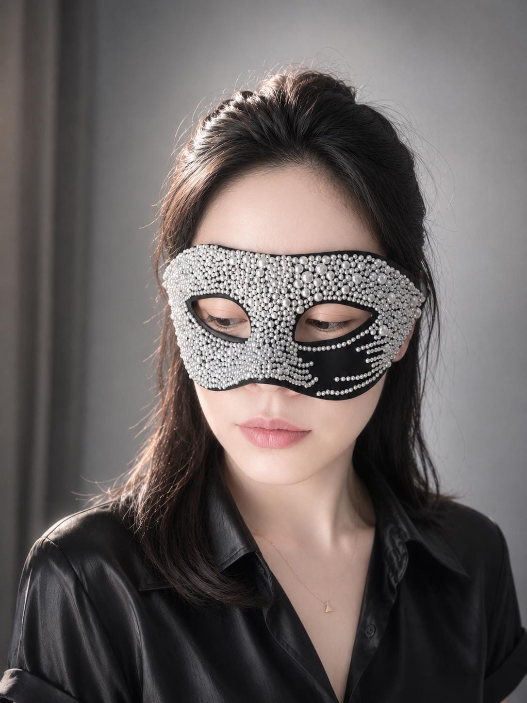 Black Masquerade Mask, Venetian Style Mardi Gras Ball