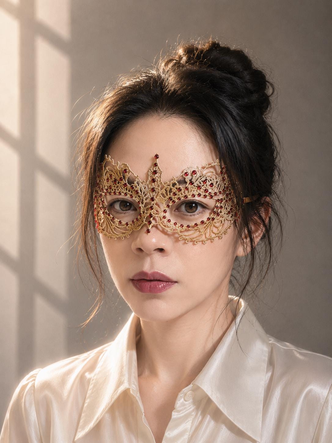 Bronze-colored color Masquerade Mask, Halloween Party Mask, Luxury Masquerade Mask Womens Lace Eye Mask