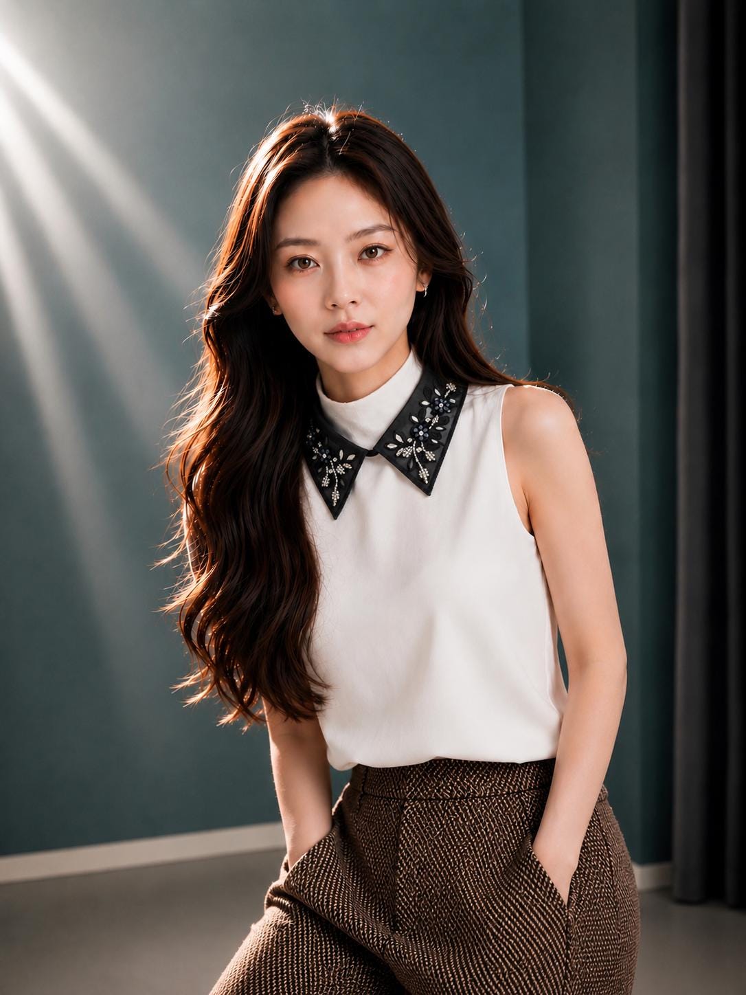 Beaded Black False Collar: Women's Fashion Lapel