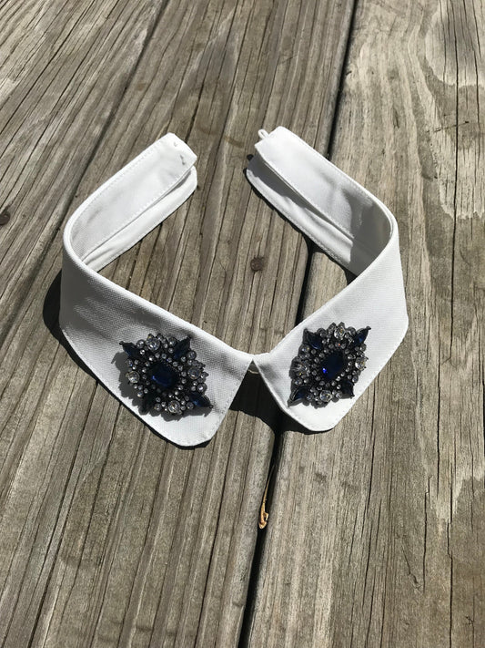 Beaded Detachable Collar: White False Collar Lapel