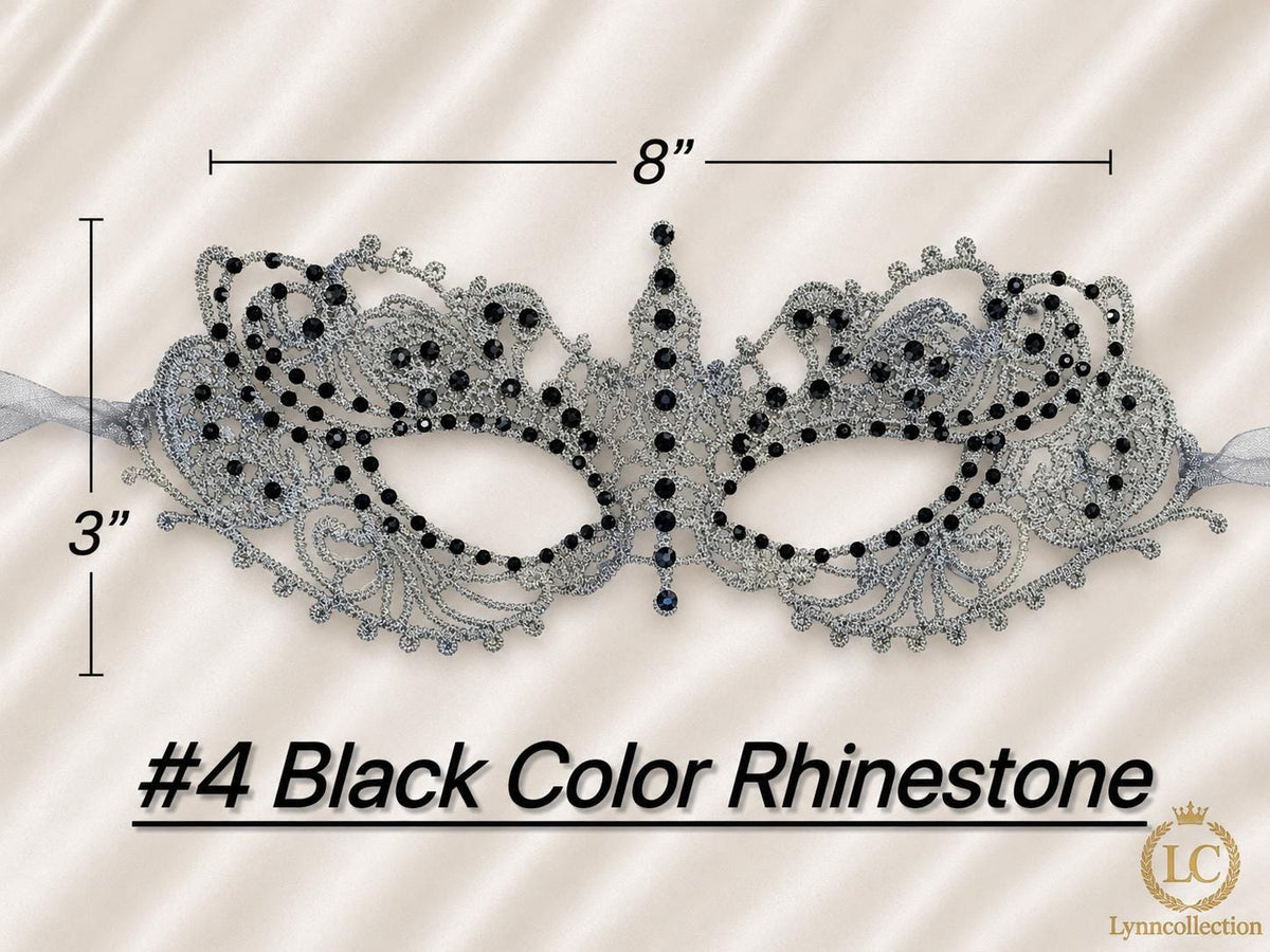 Gray Color Lace Masquerade Mask, Halloween party mask, Rhinestone masquerade mask