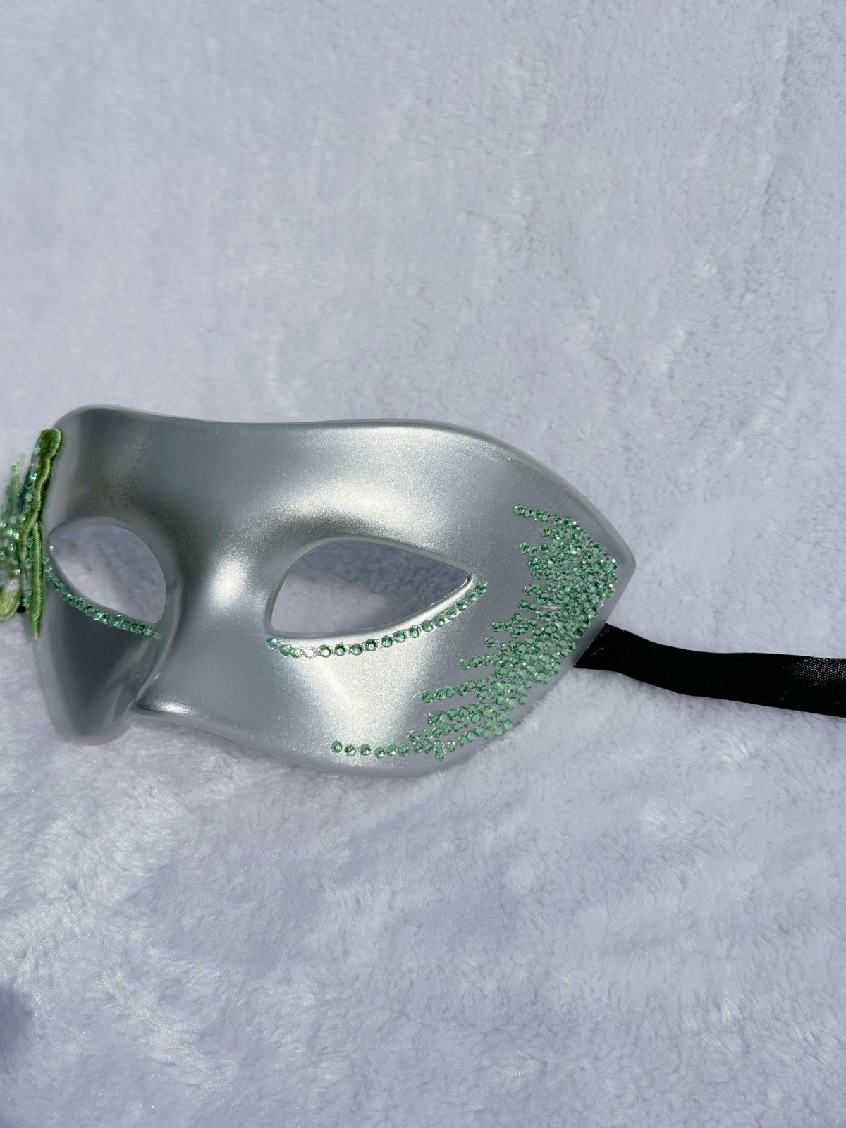 Green Rhinestone Masquerade Mask: Venetian Style Mardi Gras Ball