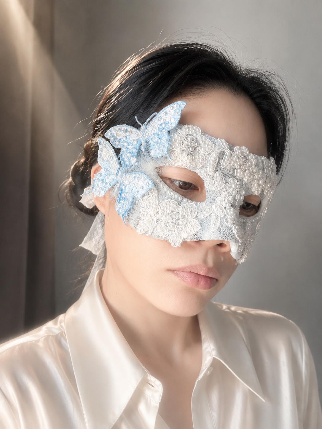 Venetian Mask,size: (3.15"x7") Handmade Venetian Mask – blue butterfly Masquerade Mask, Elegant Costume Mask, Fairy-core, Party