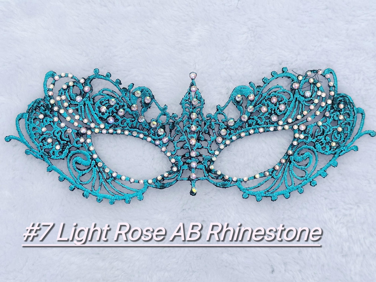 Turquoise Color Masquerade Mask, Rhinestone Venetian Eye Mask, Lace Costume Mask, Mardi Gras, Carnival, Prom, Halloween