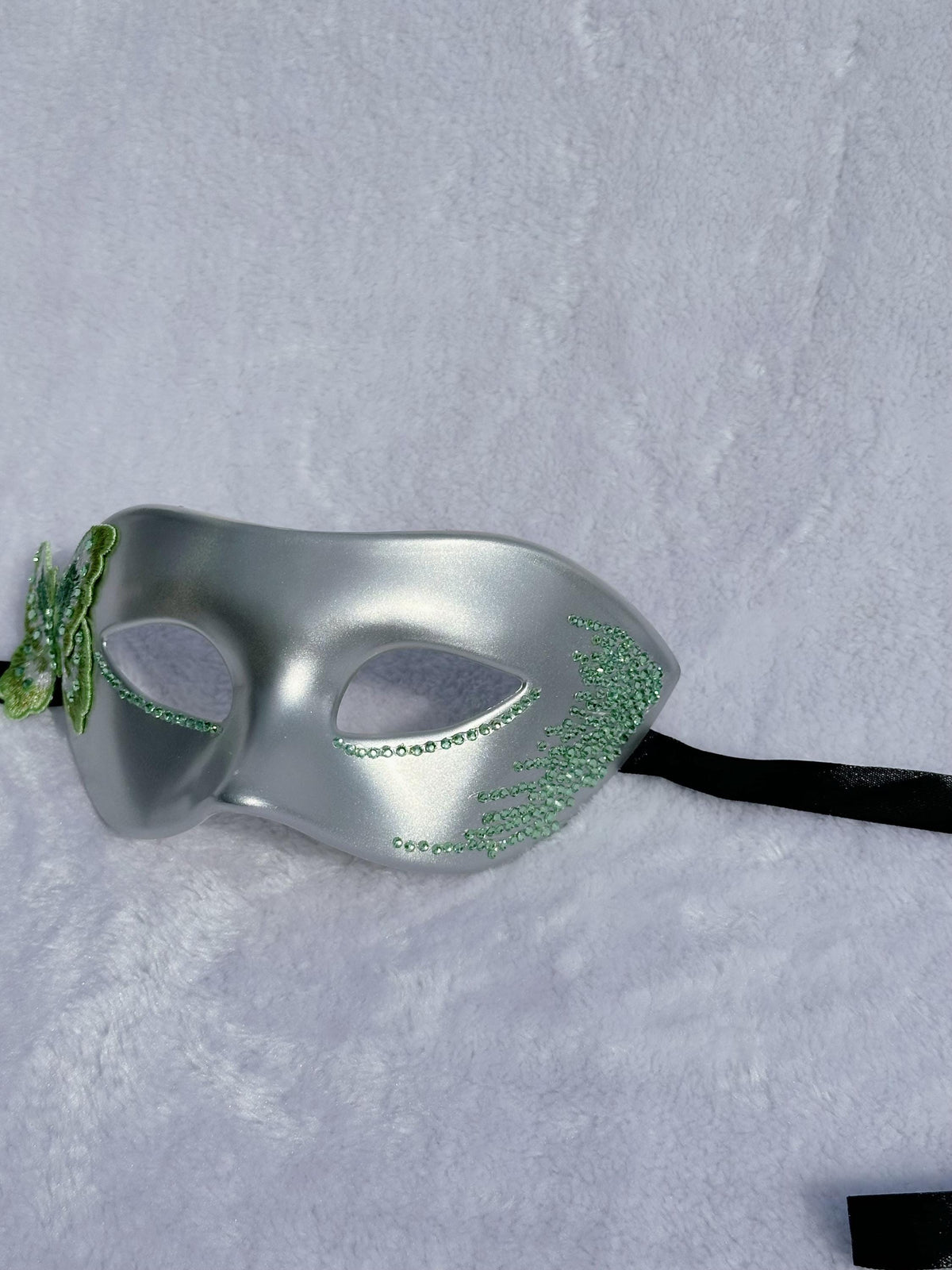 Green Rhinestone Masquerade Mask: Venetian Style Mardi Gras Ball