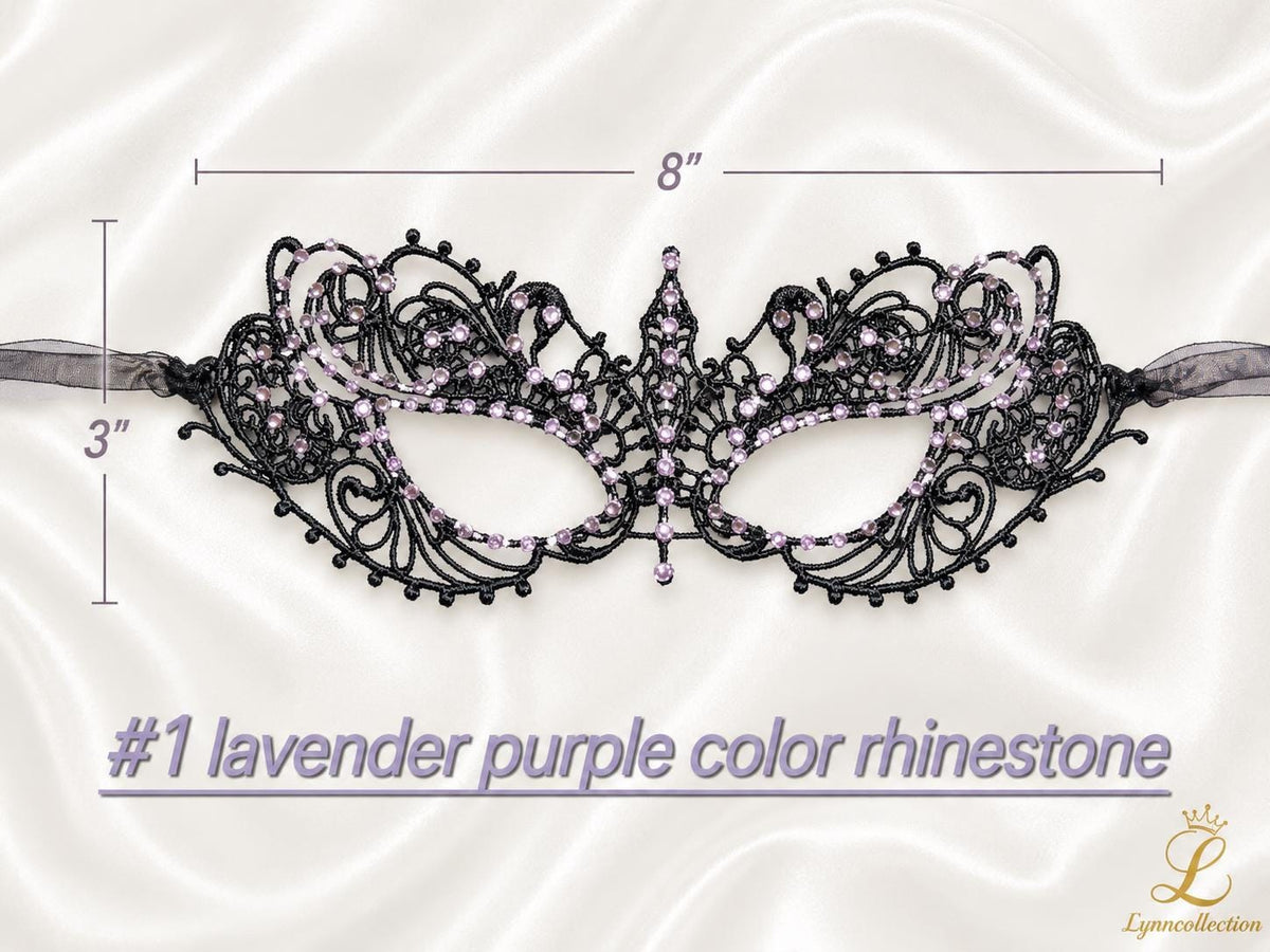 Rhinestone Lace Masquerade Mask: Hard Embroidery Party Mask, approx 130-140 pieces rhinestones