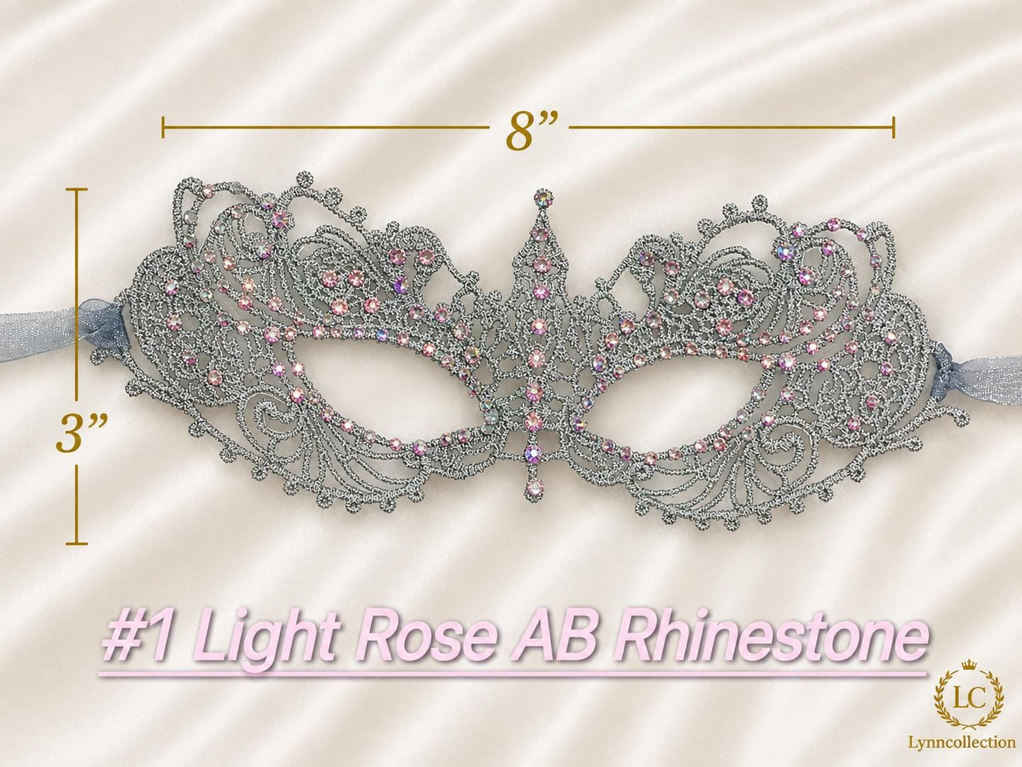 Gray Color Lace Masquerade Mask, Halloween party mask, Rhinestone masquerade mask