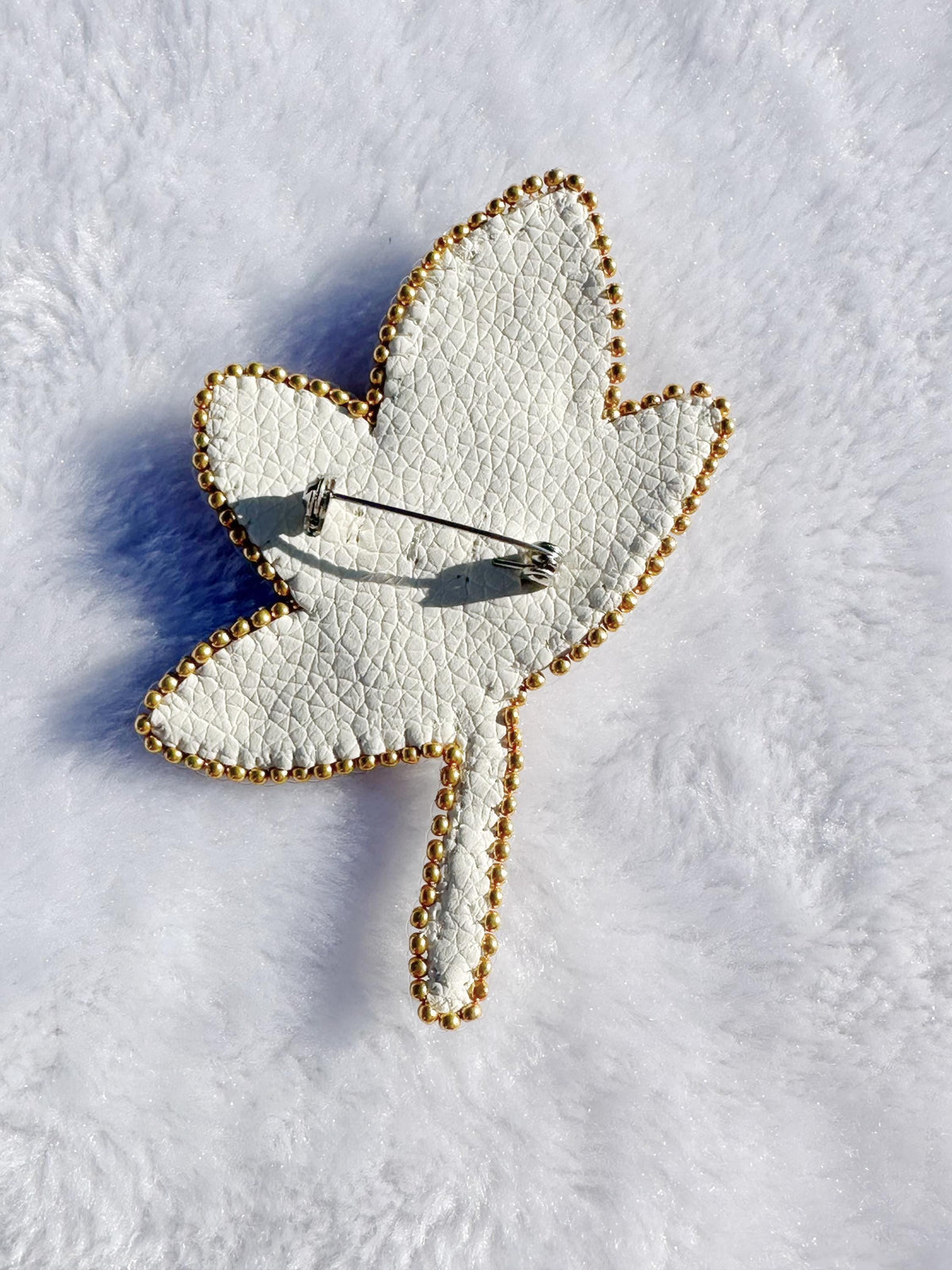 Beaded brooch, with white color seed beads, Swarovski pearls and rhinestones brooch, size 3.5”x 2”