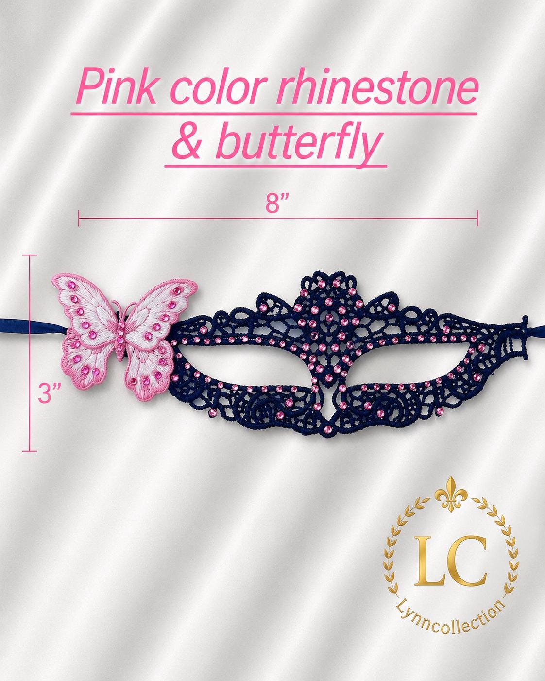 Embroidered Butterfly Masquerade Mask, with Rhinestone, masquerade Mask for Ball Party (with large eye openings for comfort and visibility)