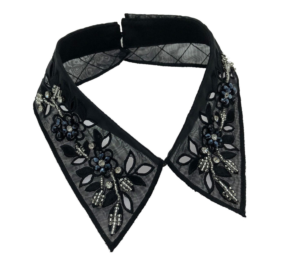 Beaded Black False Collar: Women's Fashion Lapel
