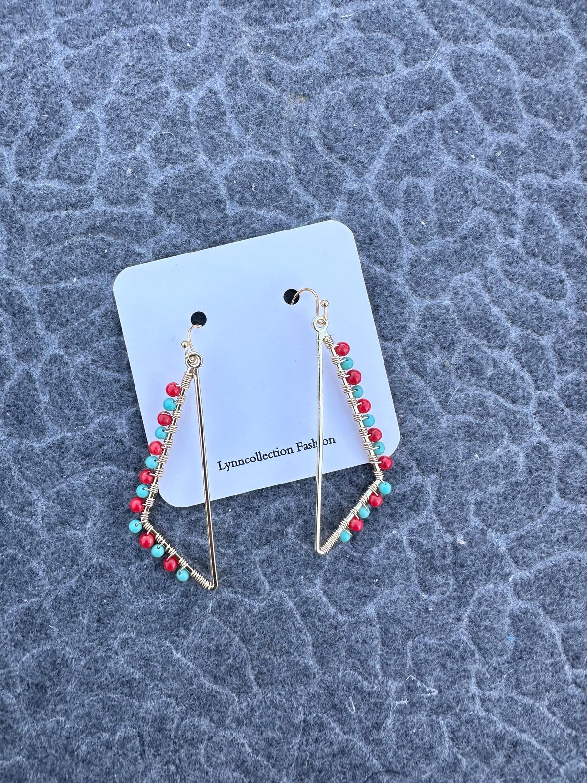 Handmade Gold Plated Dangle Earrings: Red Coral & Turquoise