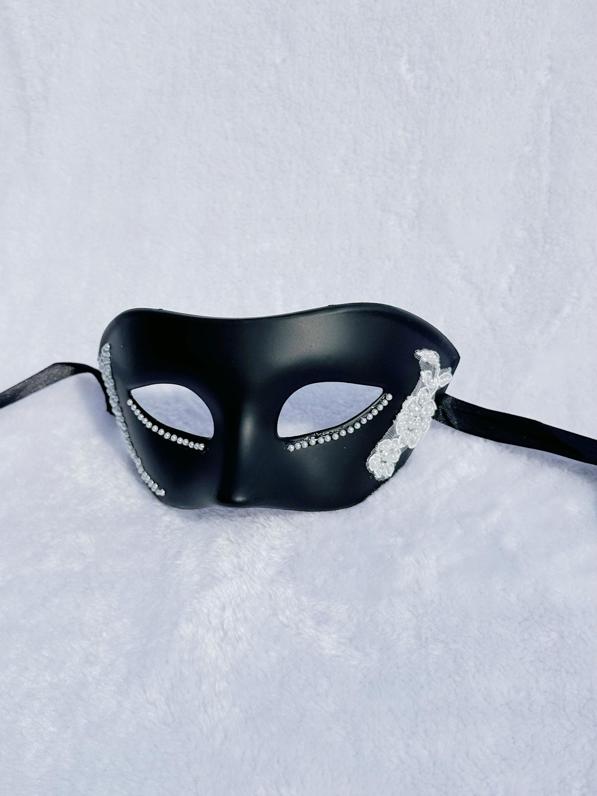 Rhinestone Masquerade Mask: White Lace Venetian Mask, Mardi Gras Ball