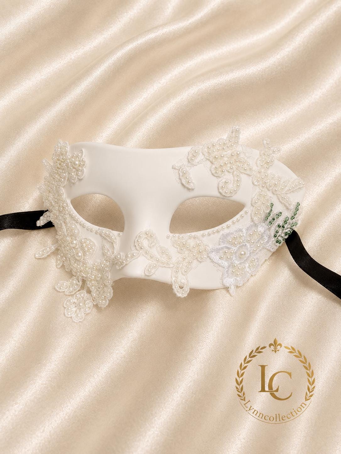 White Venetian Masquerade Mask: Mardi Gras, Halloween Ball (3.15"x7")