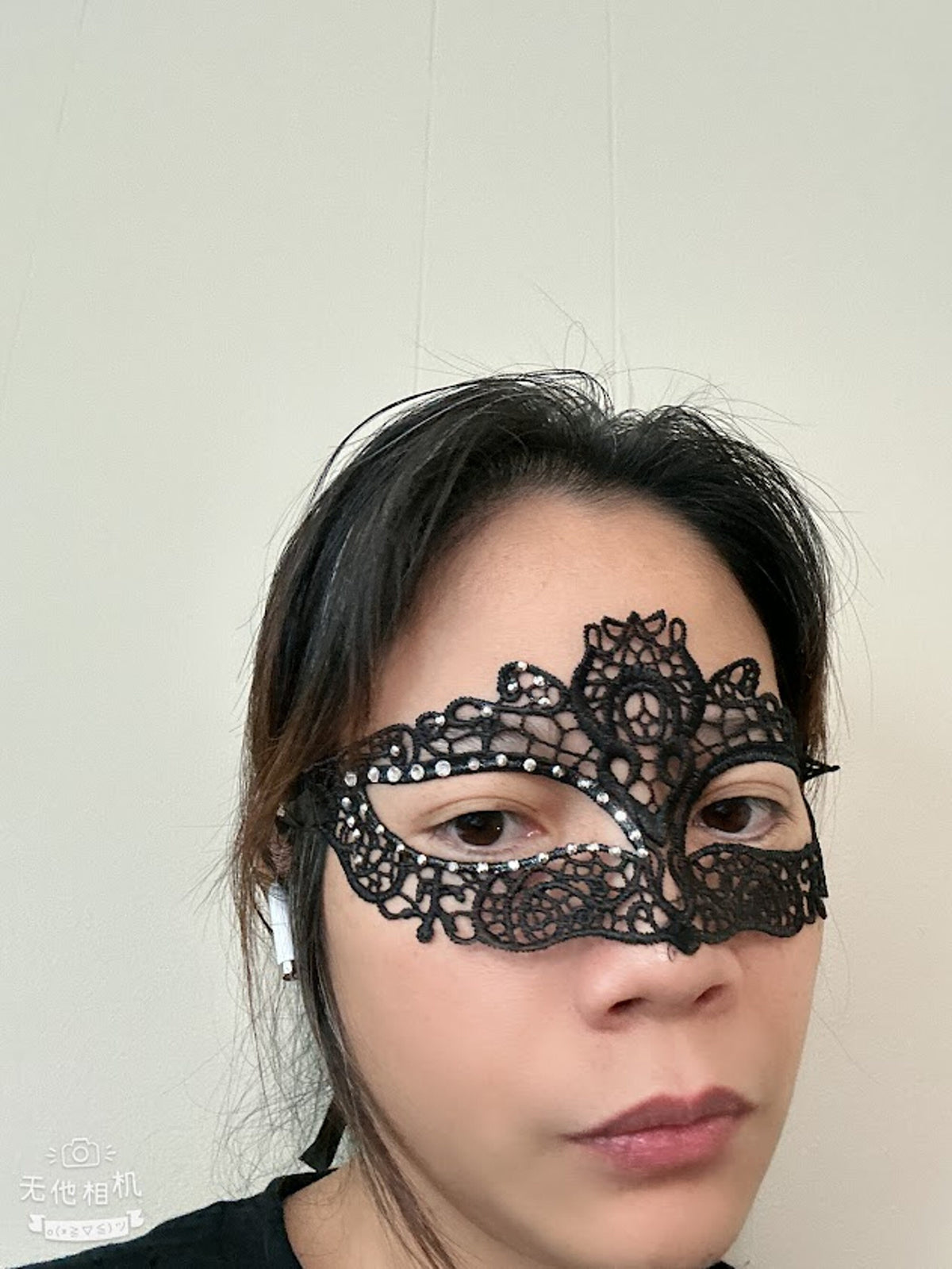 White Resin Pearls with Black soft  Lace Mask, Embroidery, Appliques, Black Mask, Party Mask, Wedding Mask, Halloween Mask