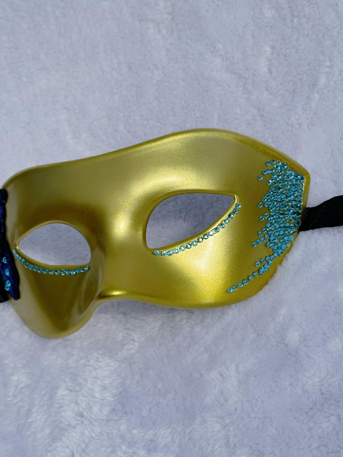 Blue Rhinestone Masquerade Mask: Butterfly Venetian Costume Ball Mask