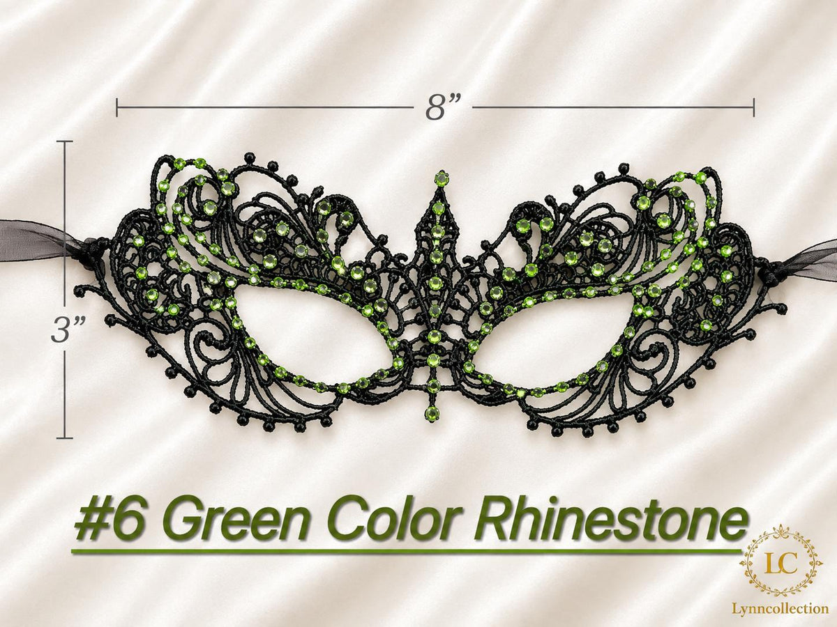 Rhinestone Lace Masquerade Mask: Hard Embroidery Party Mask, approx 130-140 pieces rhinestones