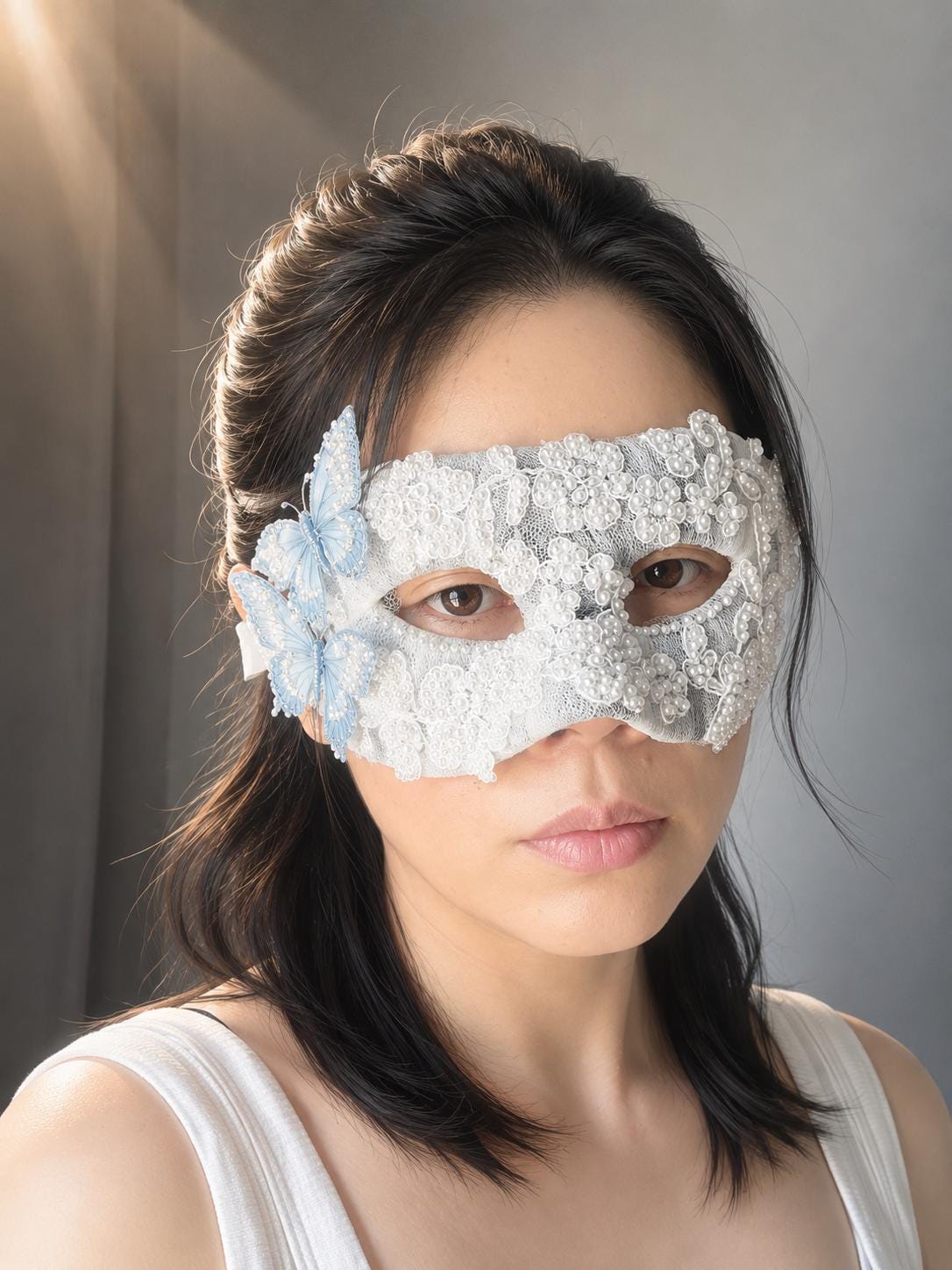 Venetian Mask,size: (3.15"x7") Handmade Venetian Mask – blue butterfly Masquerade Mask, Elegant Costume Mask, Fairy-core, Party