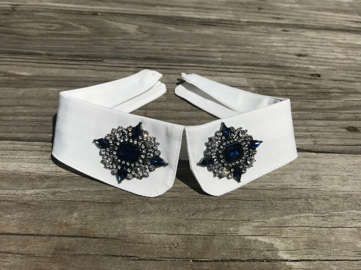 Beaded Detachable Collar: White False Collar Lapel